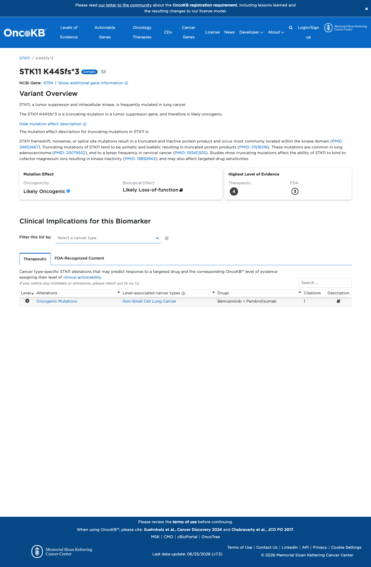 Functional / OncoKB screenshot