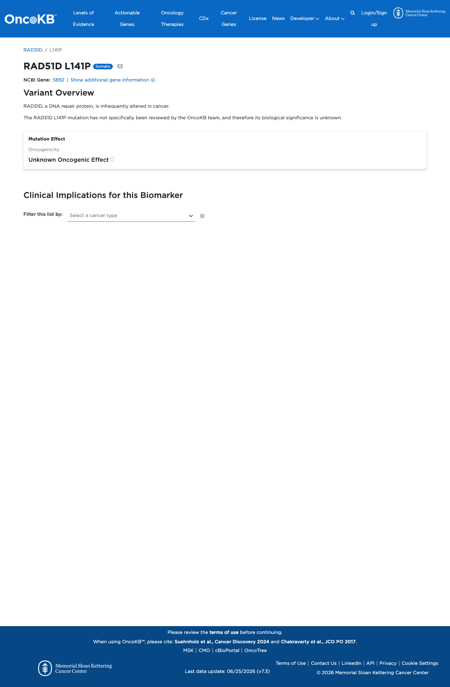 Functional / OncoKB screenshot