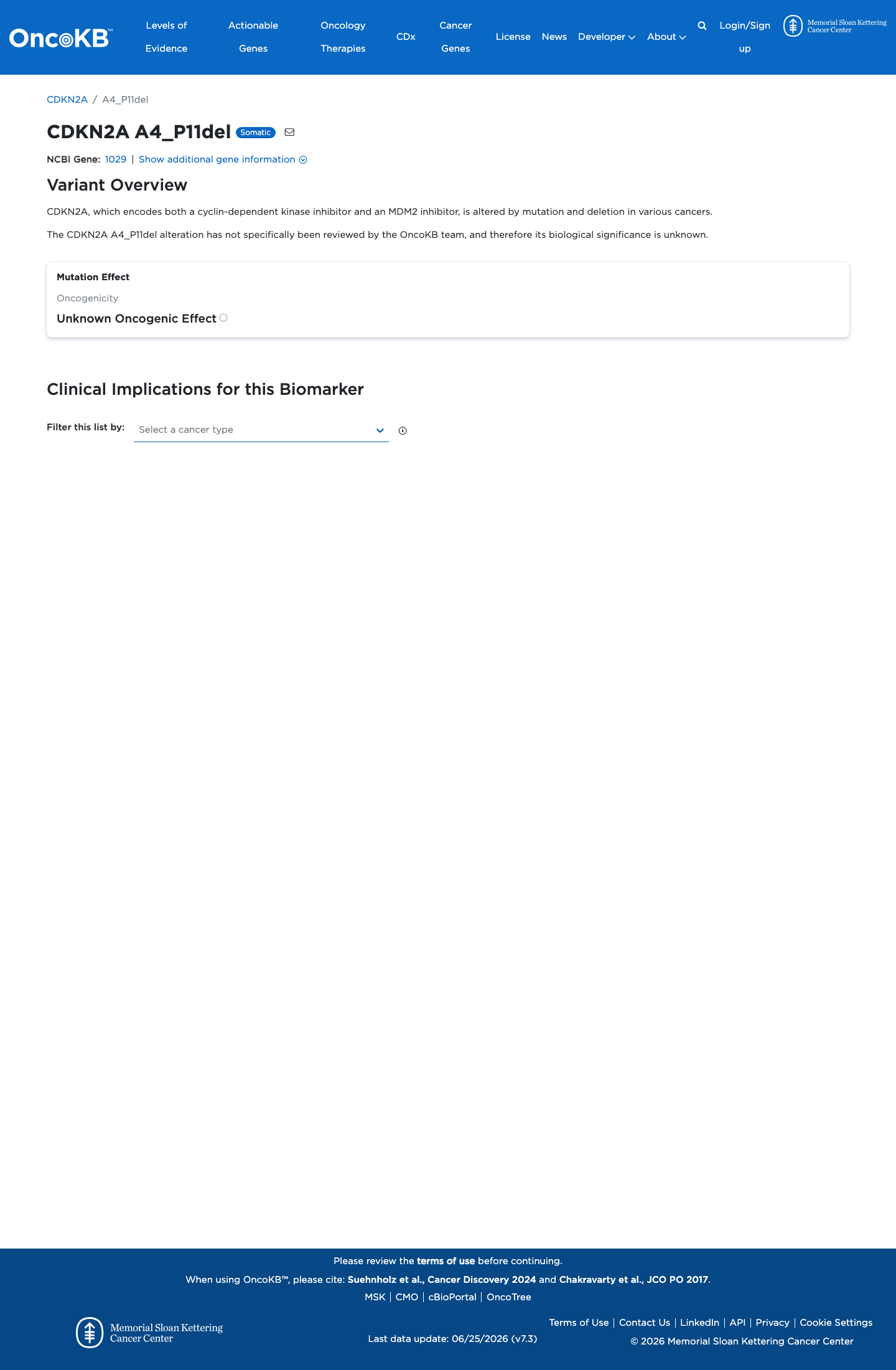 Functional / OncoKB screenshot