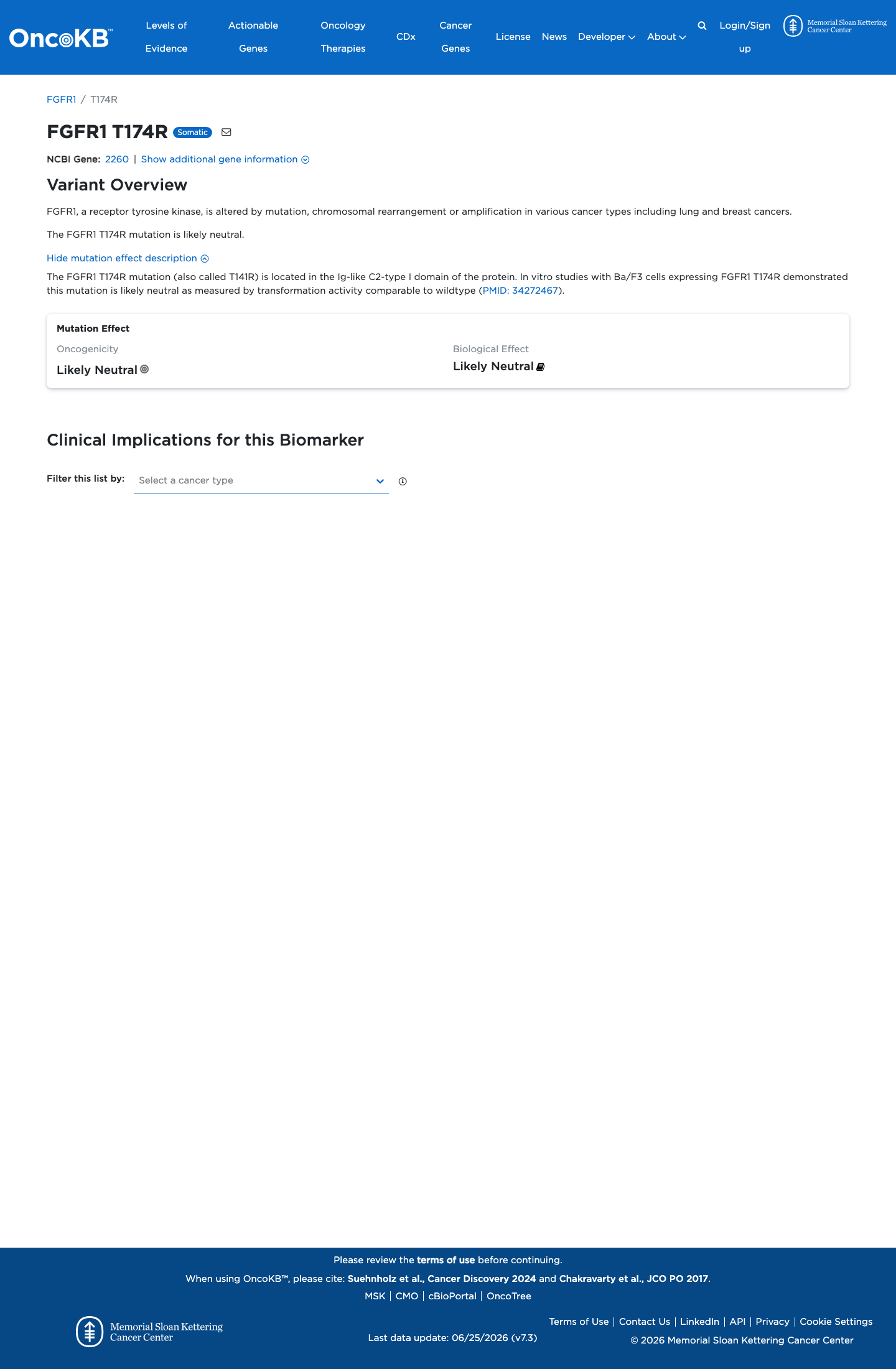 Functional / OncoKB screenshot