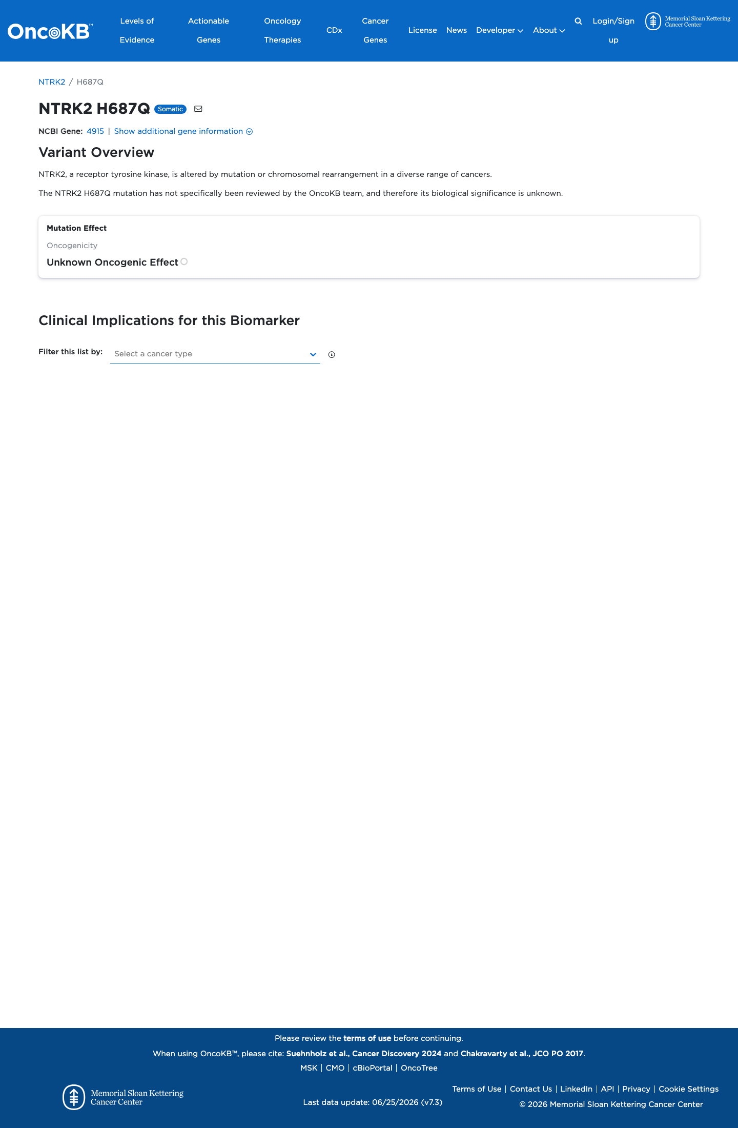 Functional / OncoKB screenshot
