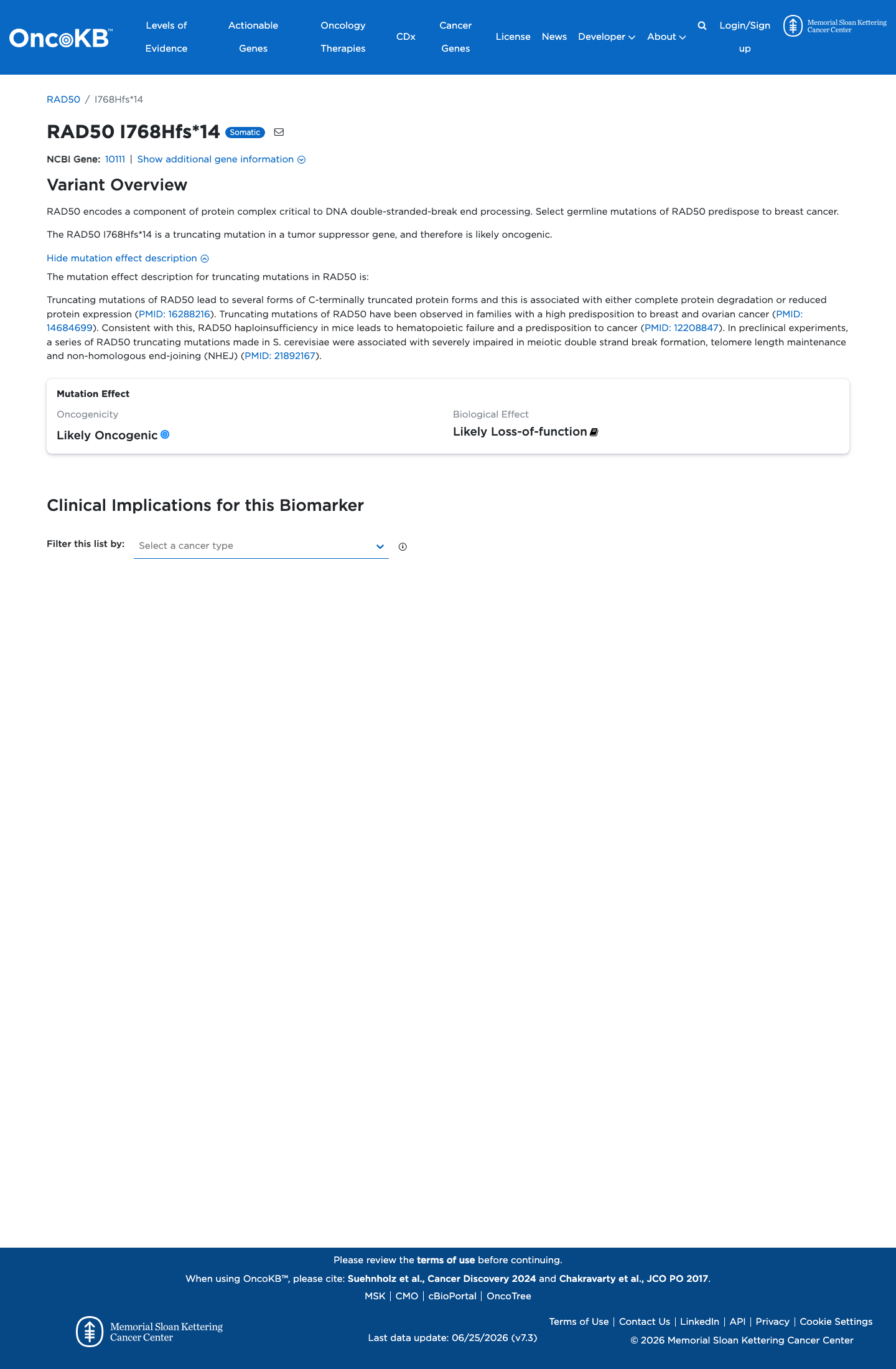 Functional / OncoKB screenshot