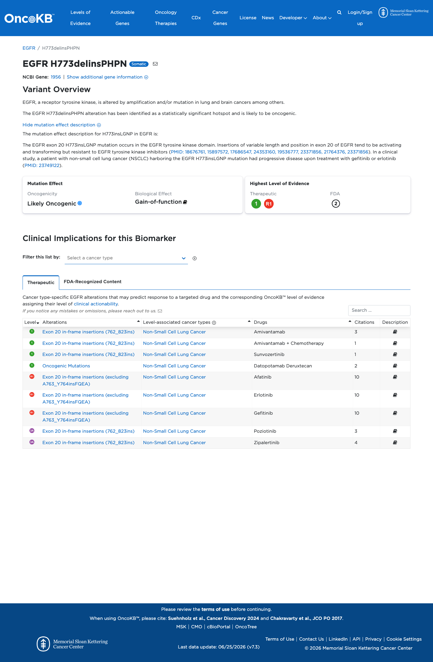 Functional / OncoKB screenshot