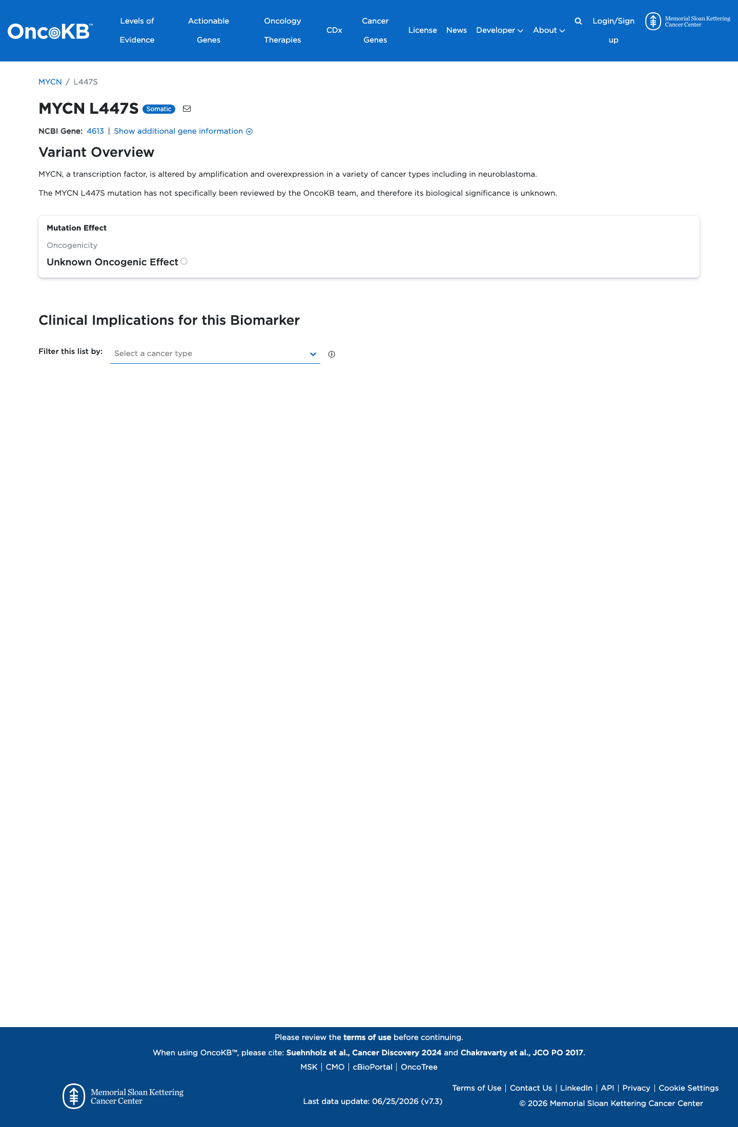 Functional / OncoKB screenshot