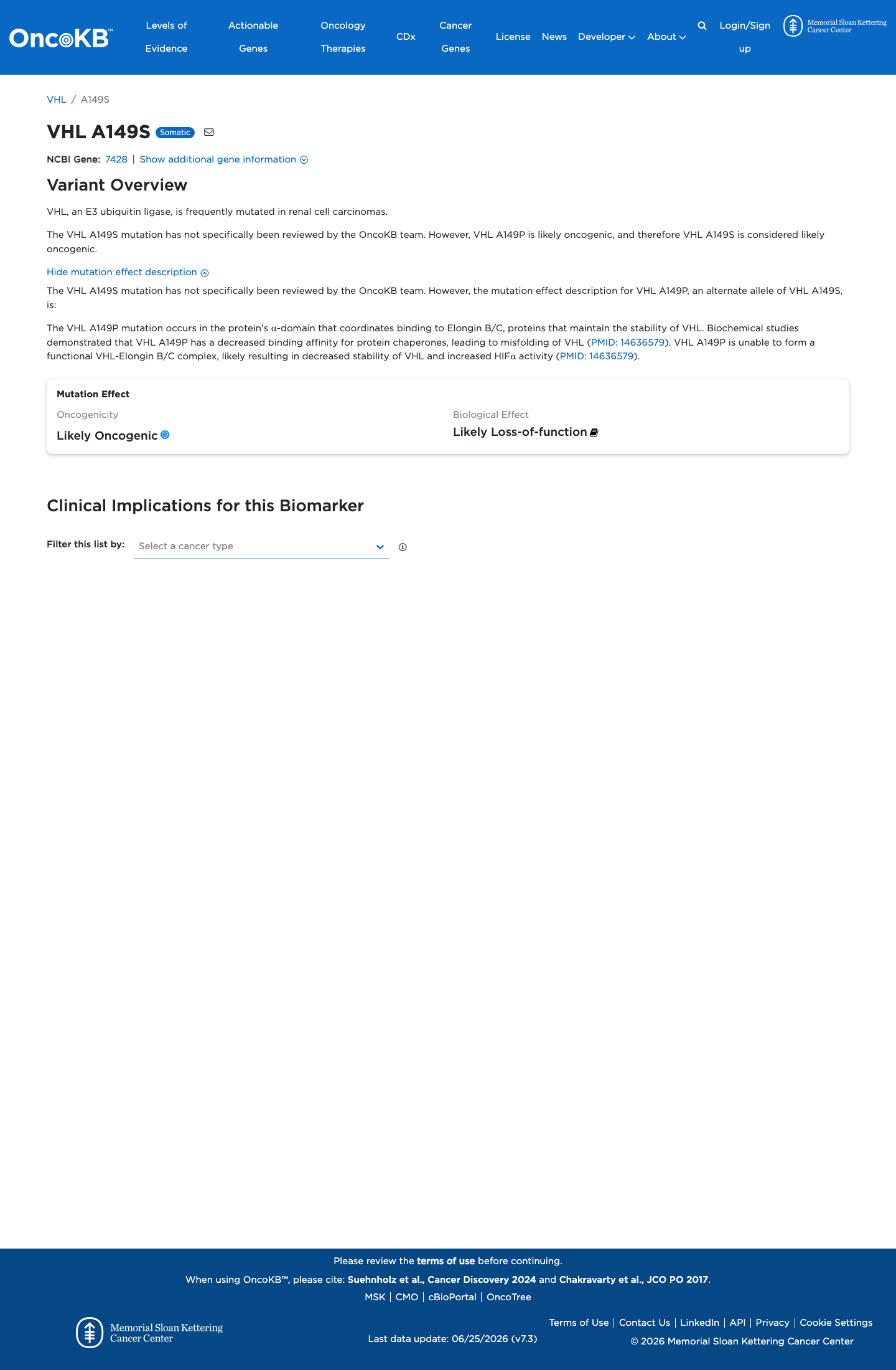 Functional / OncoKB screenshot