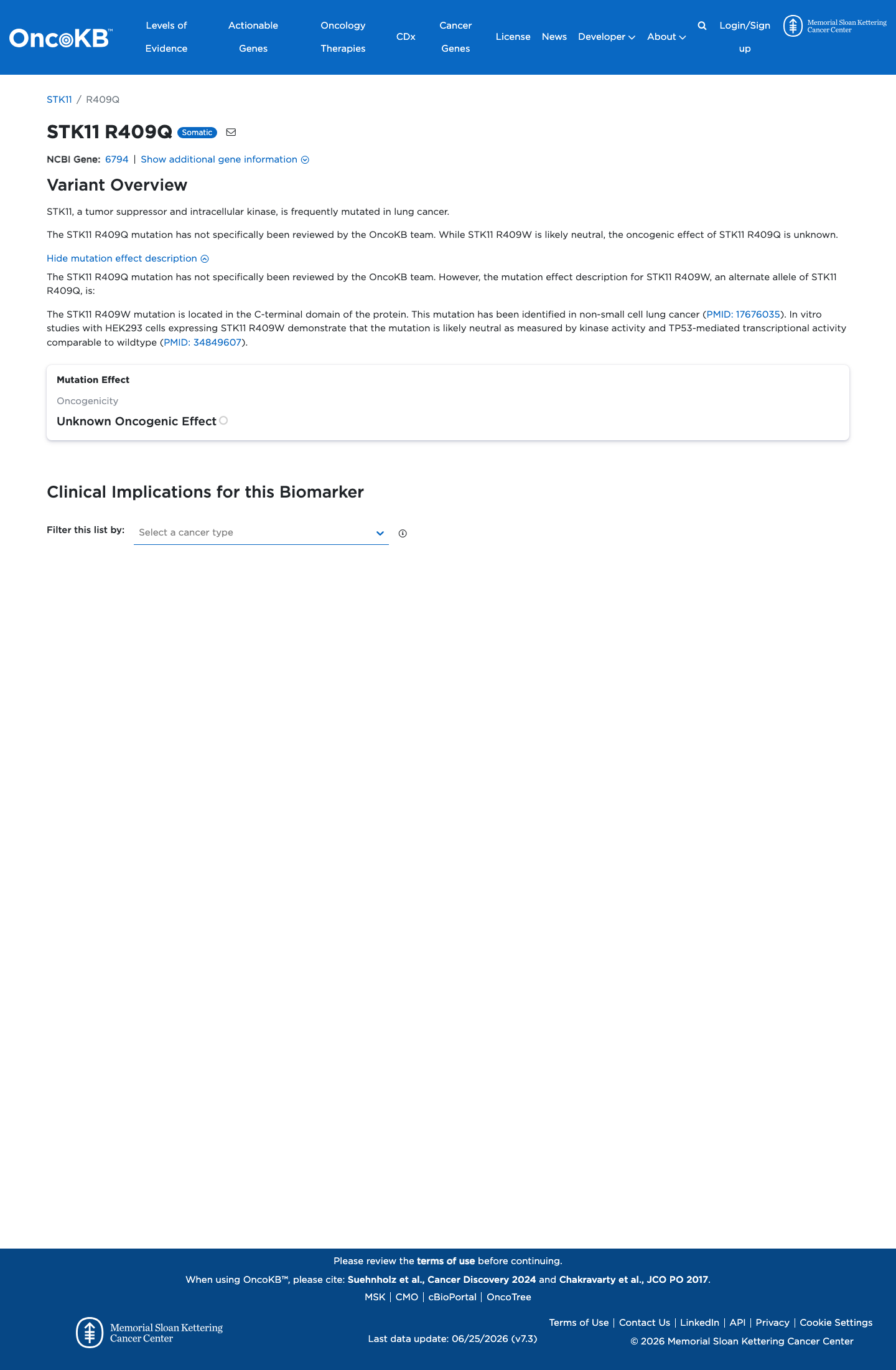Functional / OncoKB screenshot