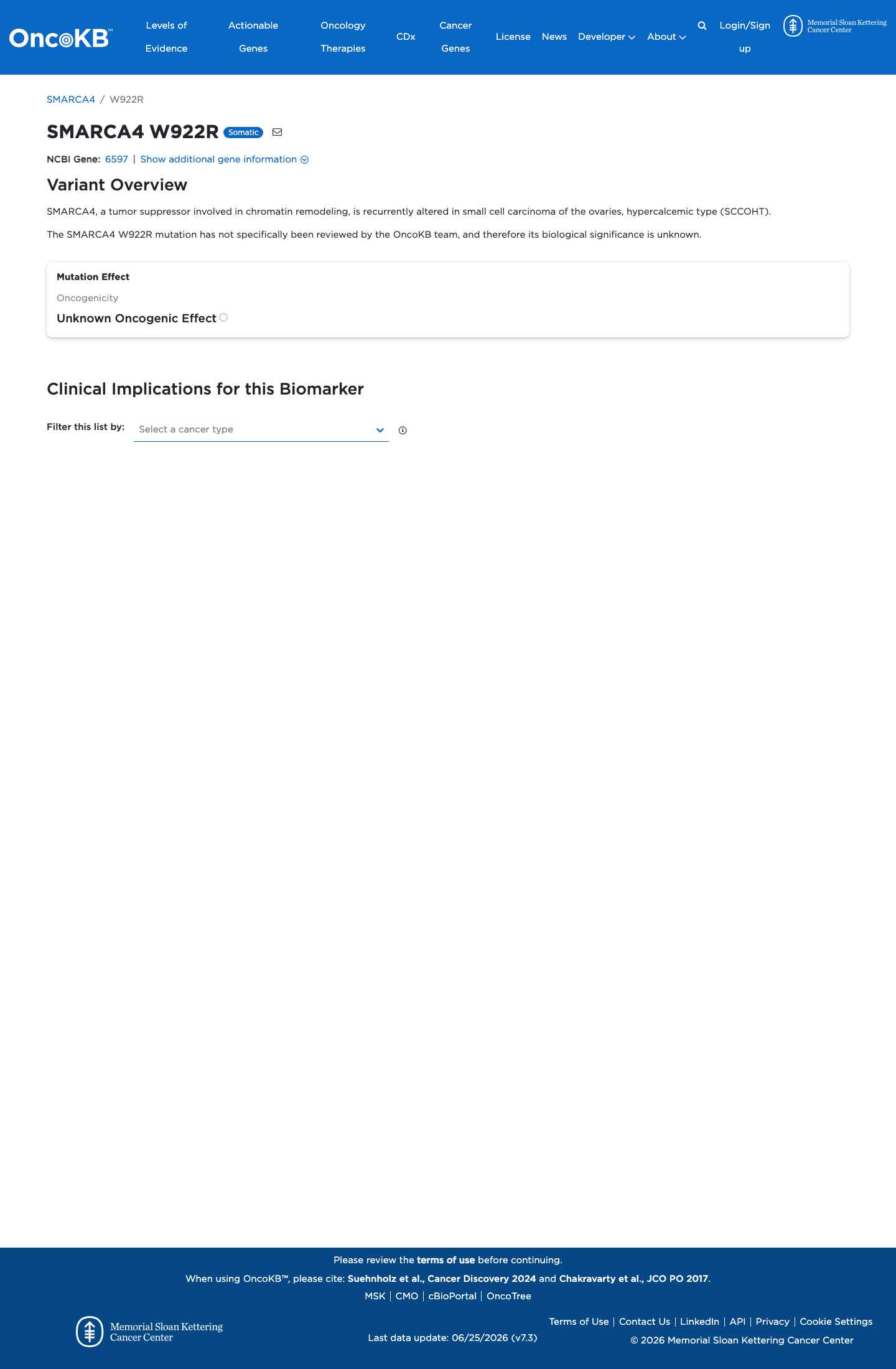 Functional / OncoKB screenshot