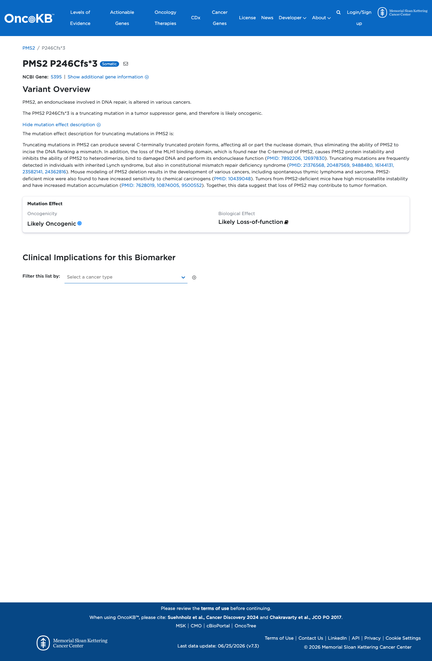 Functional / OncoKB screenshot