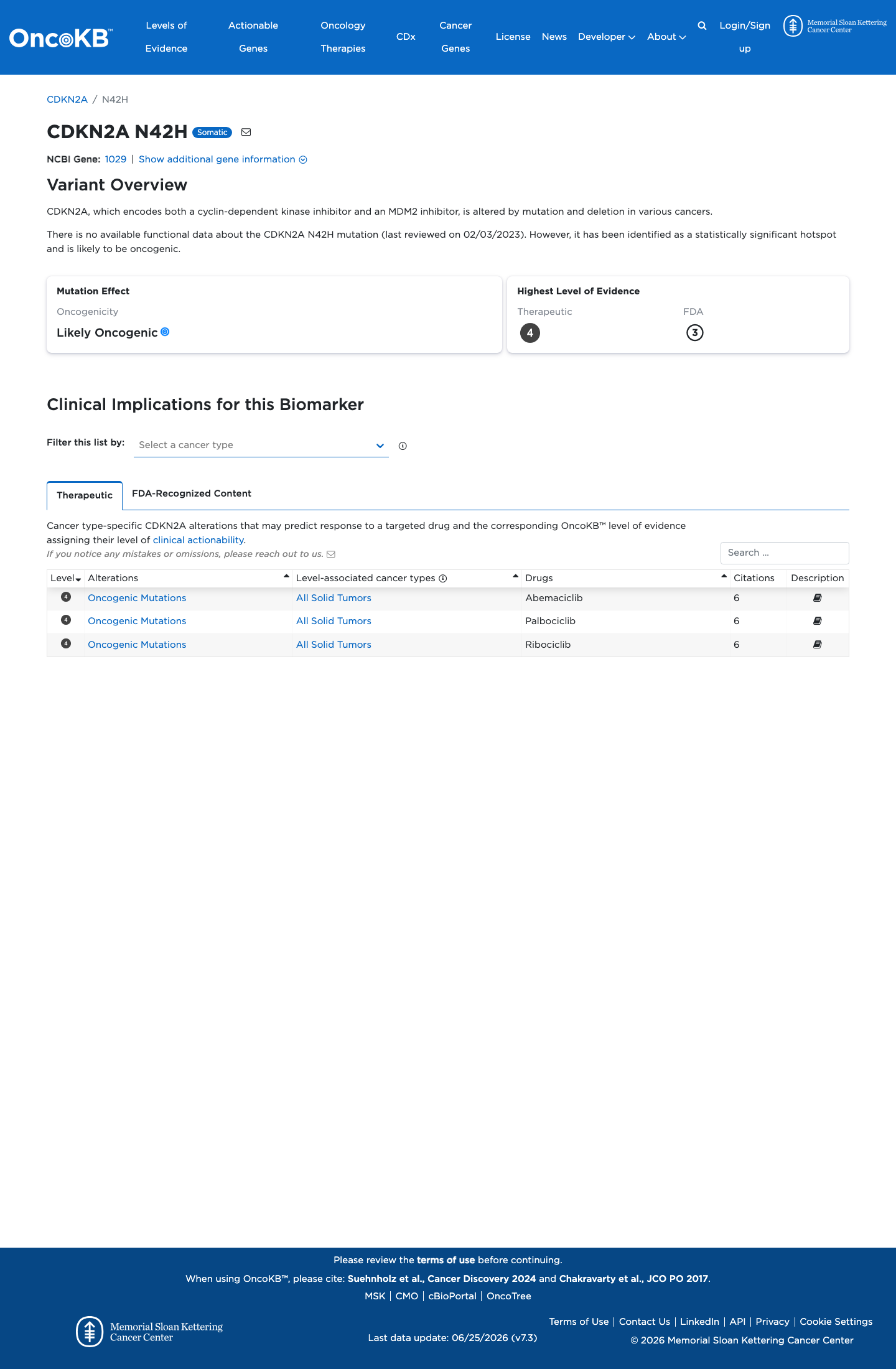 Functional / OncoKB screenshot