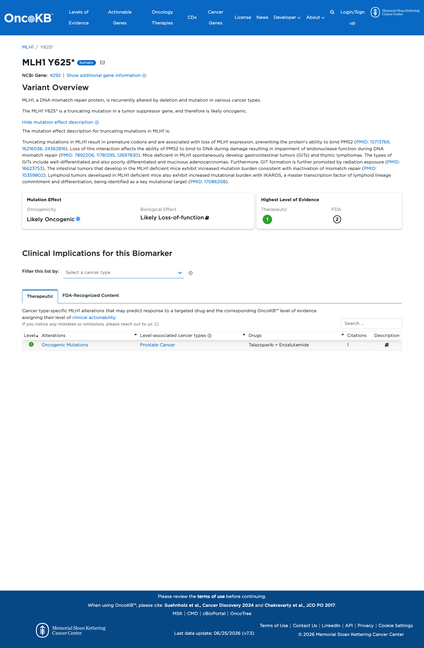 Functional / OncoKB screenshot