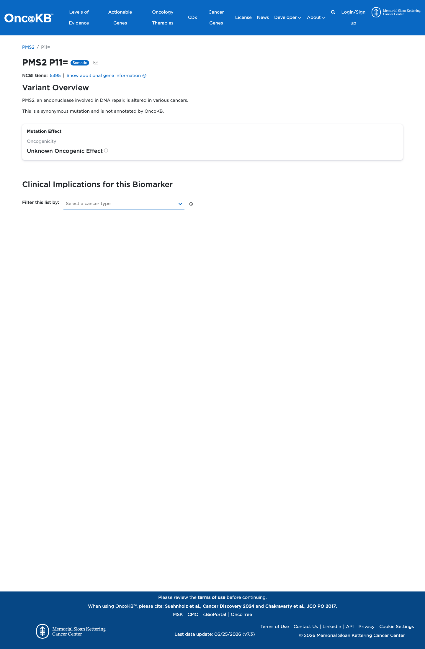 Functional / OncoKB screenshot