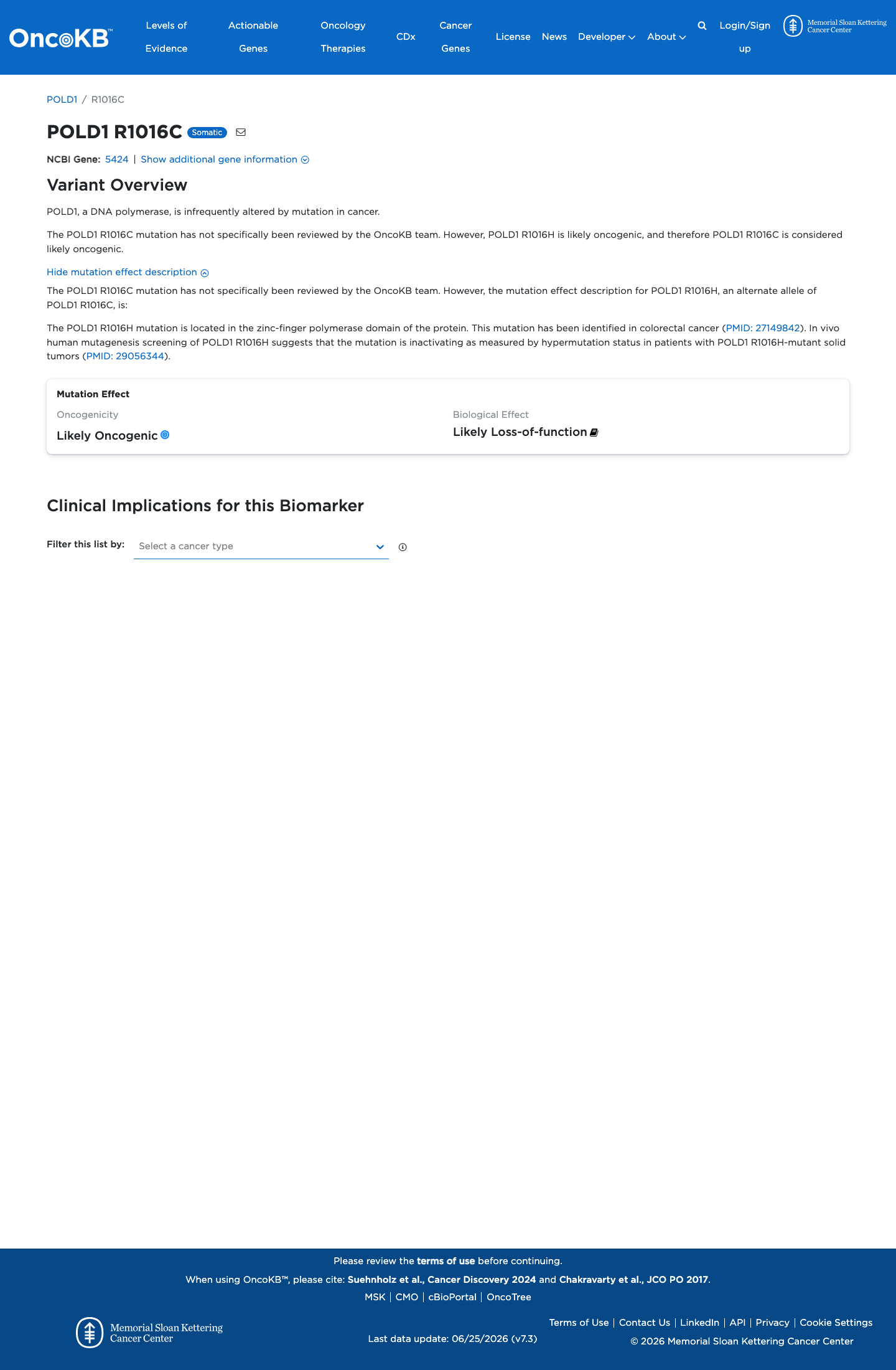 Functional / OncoKB screenshot