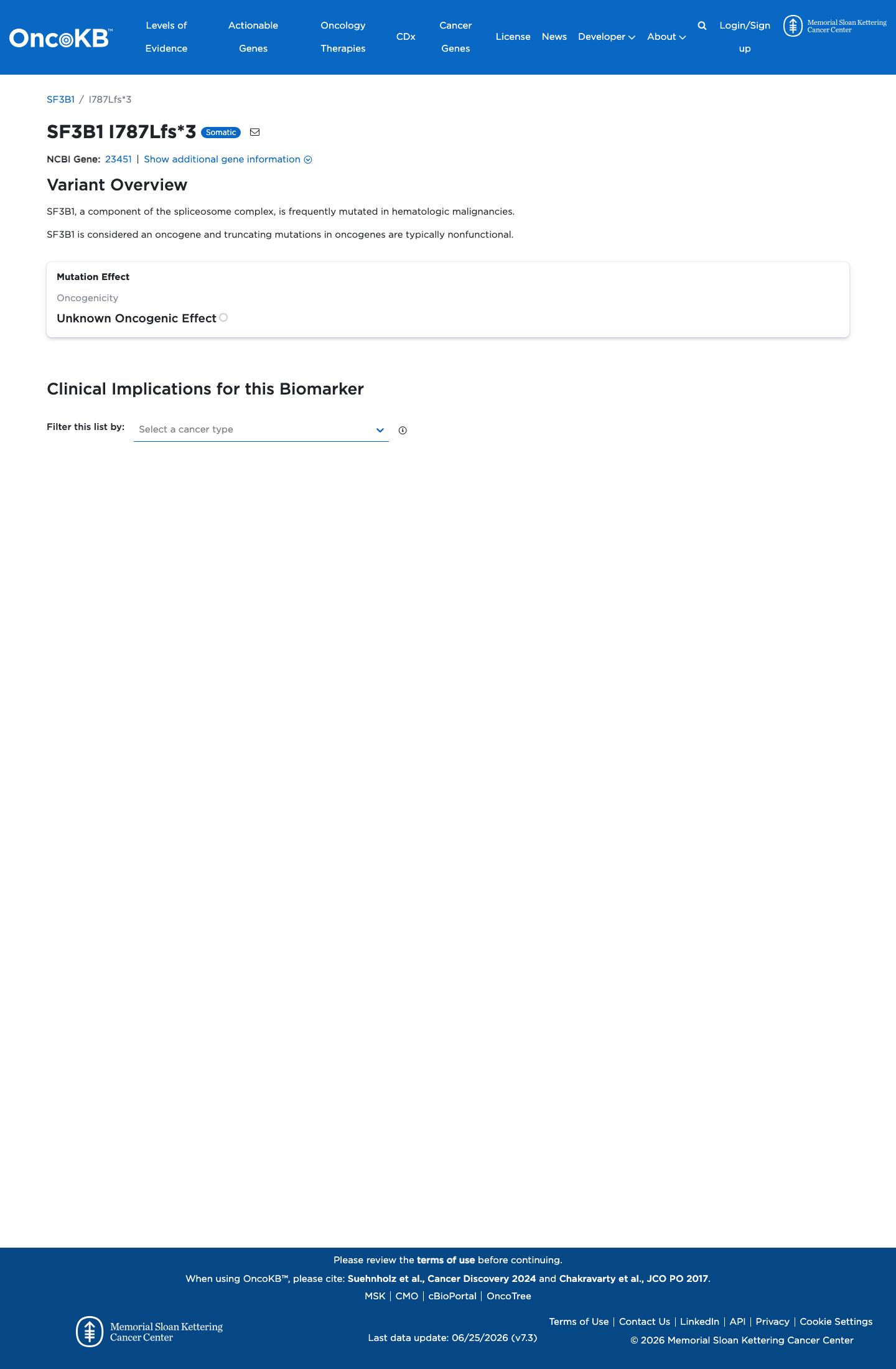 Functional / OncoKB screenshot