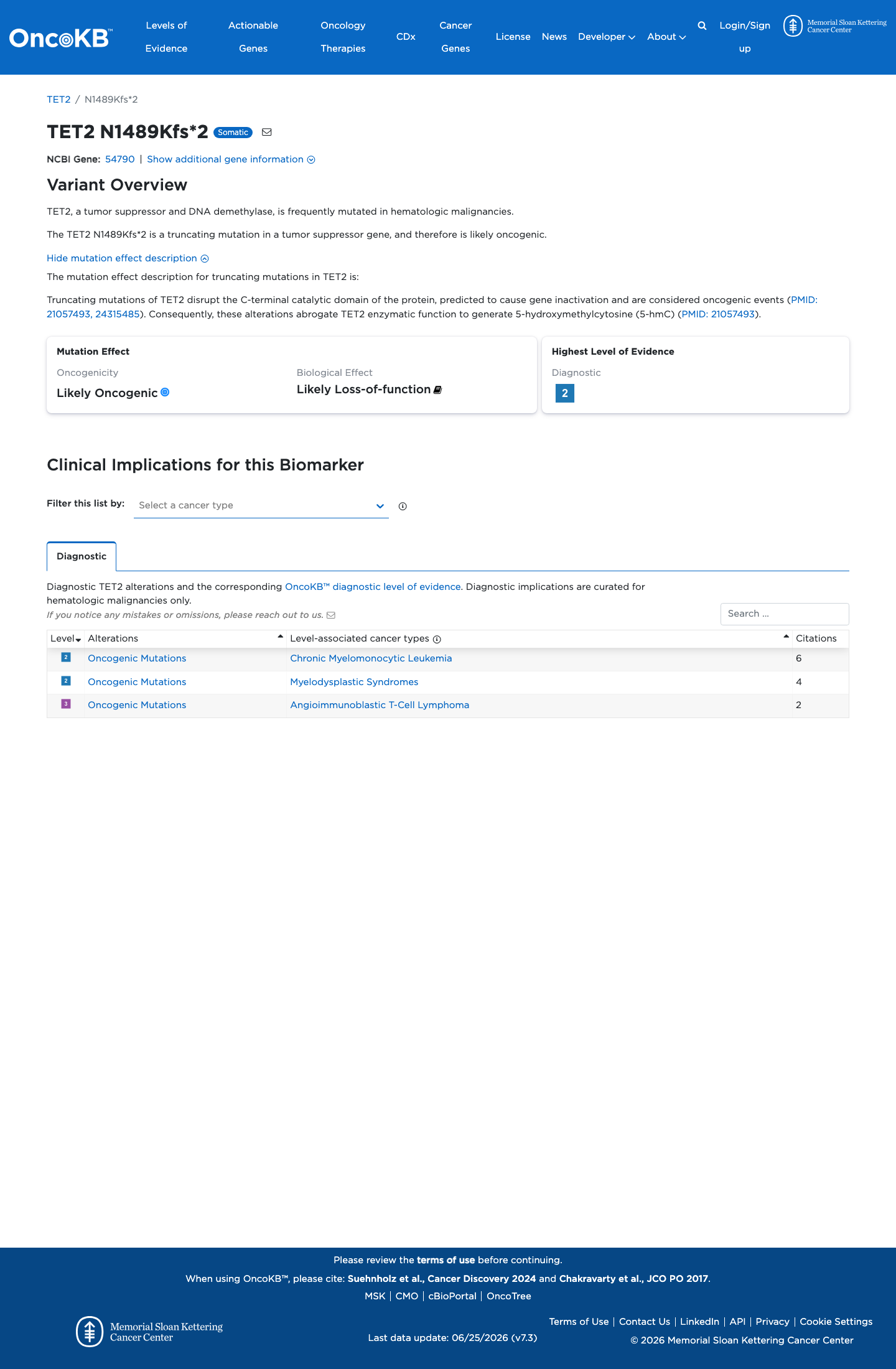 Functional / OncoKB screenshot