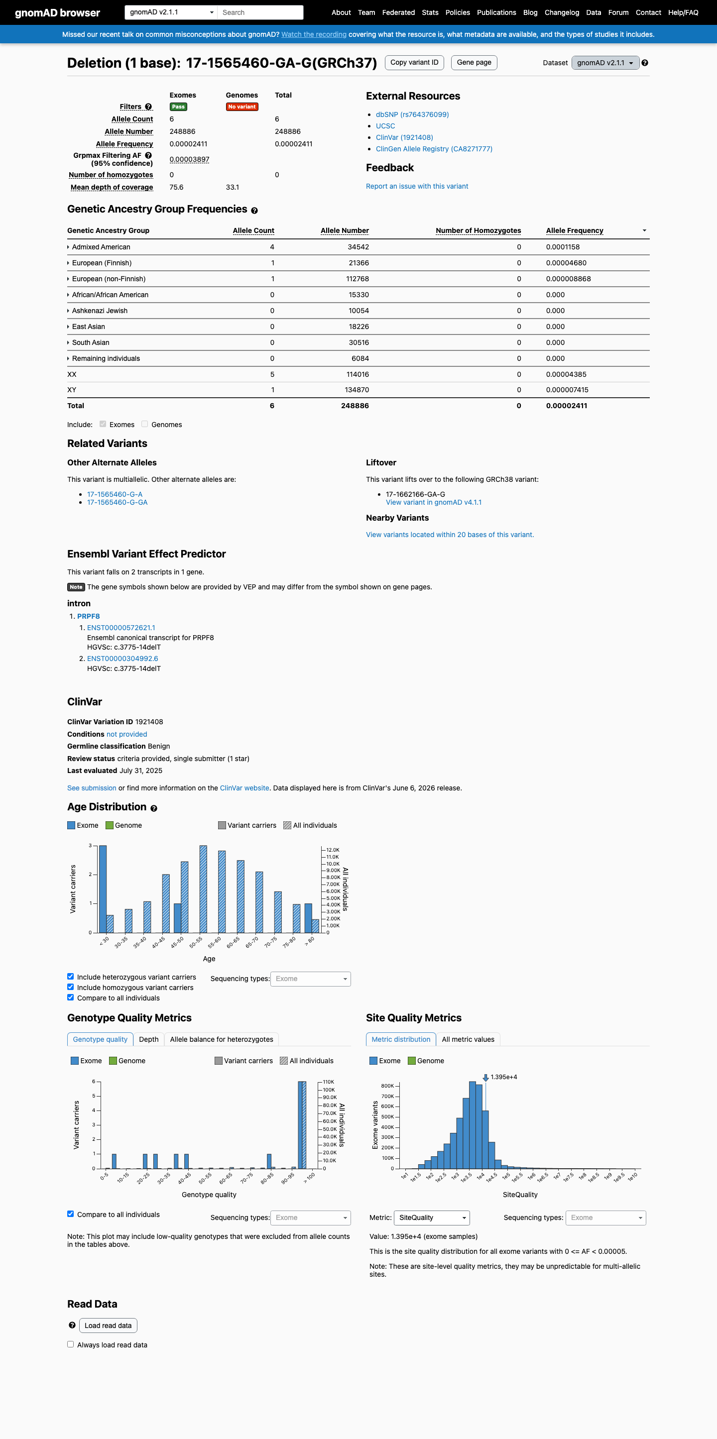 gnomAD v2.1 screenshot