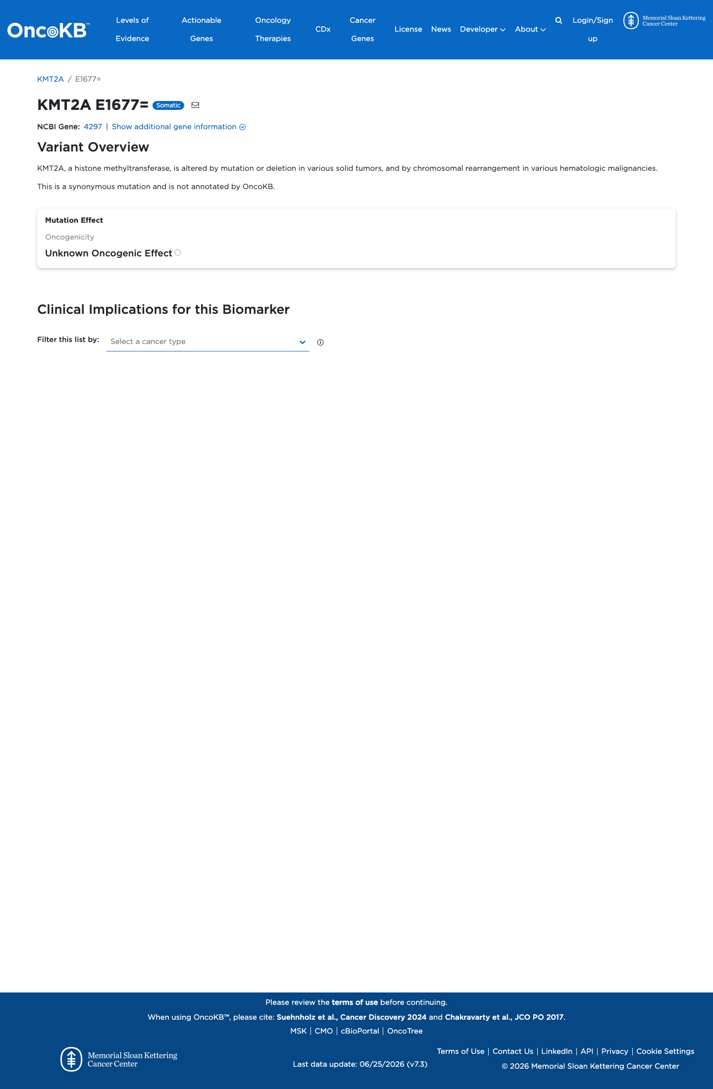 Functional / OncoKB screenshot