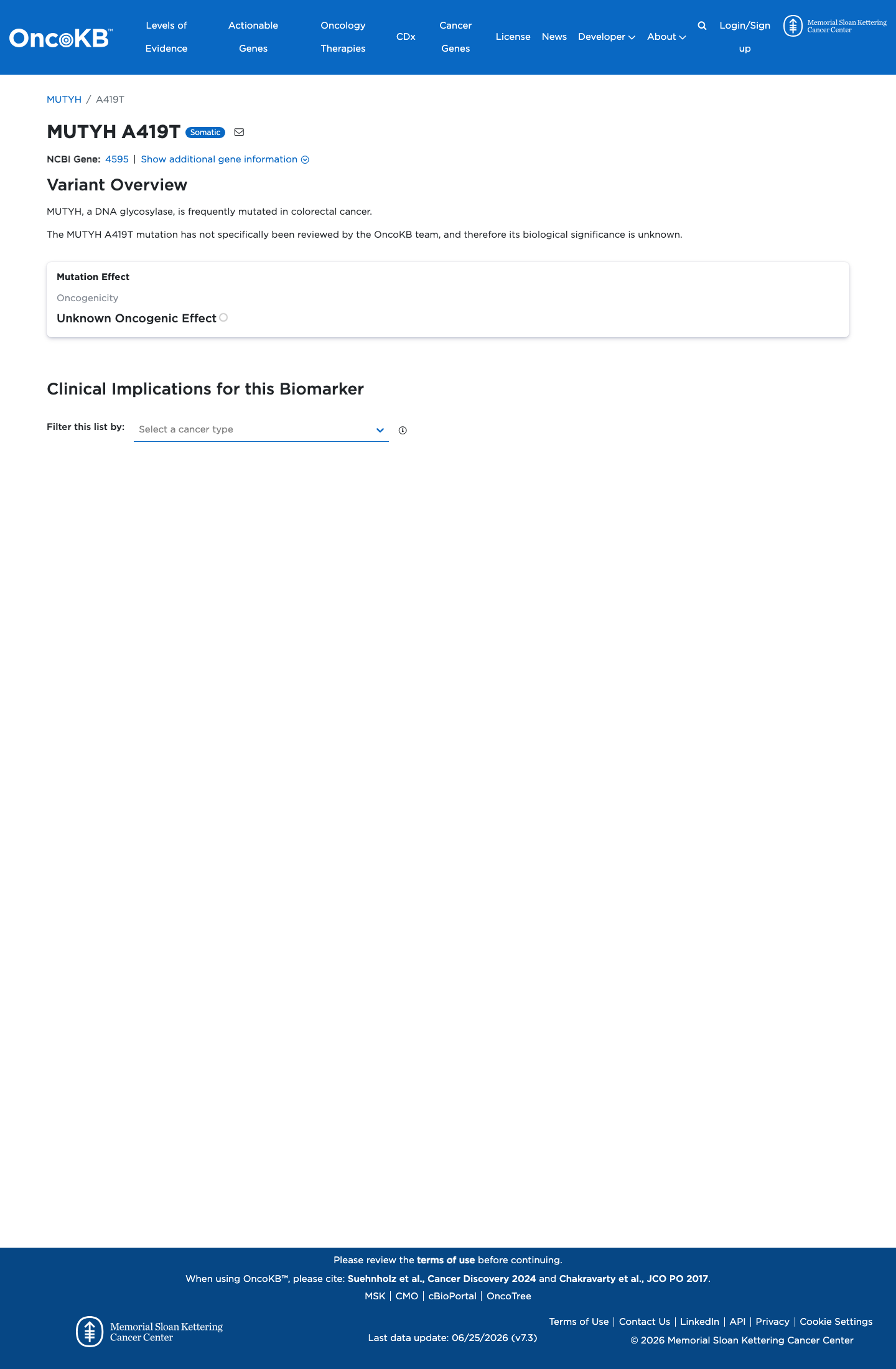 Functional / OncoKB screenshot