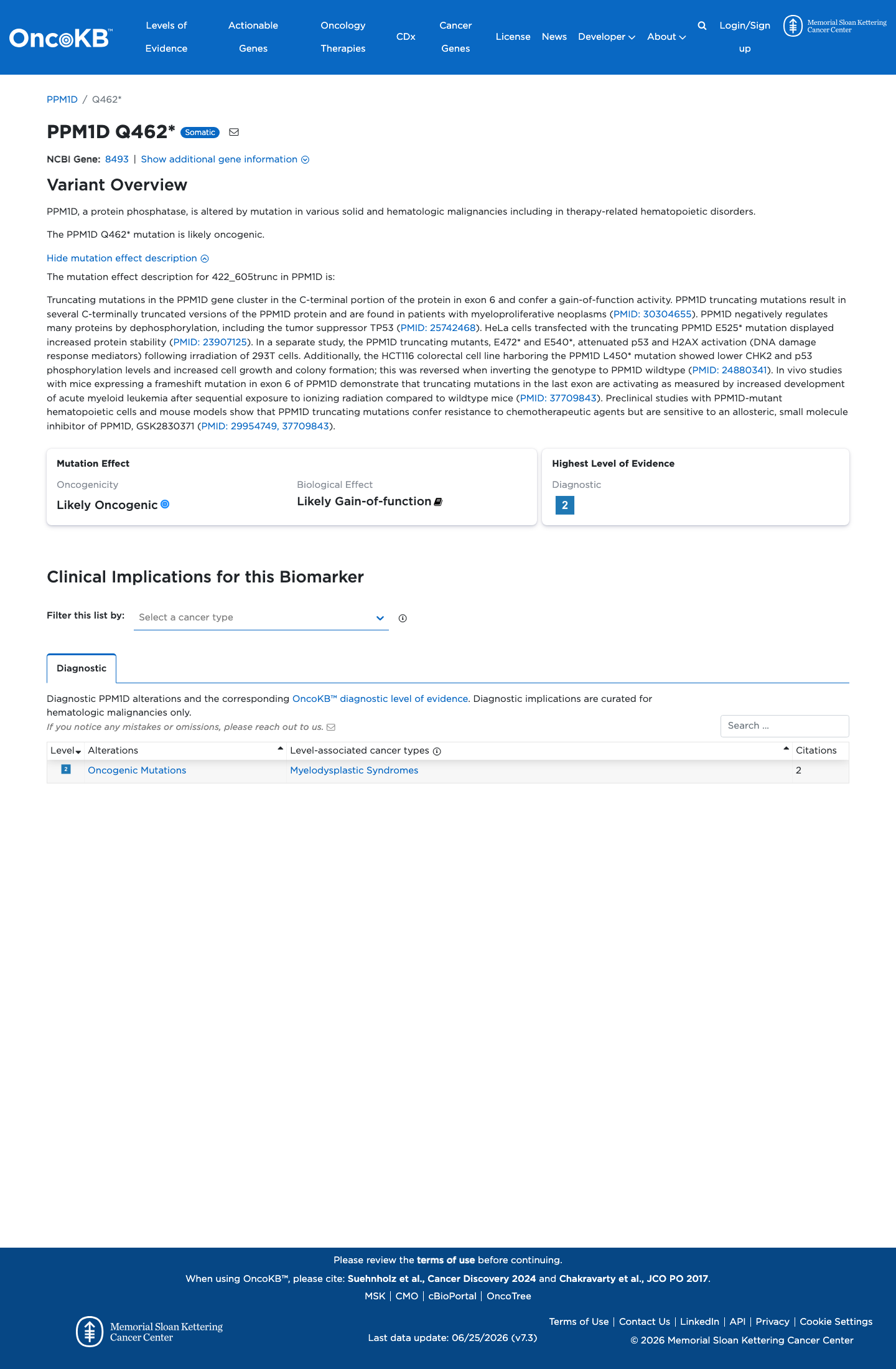 Functional / OncoKB screenshot