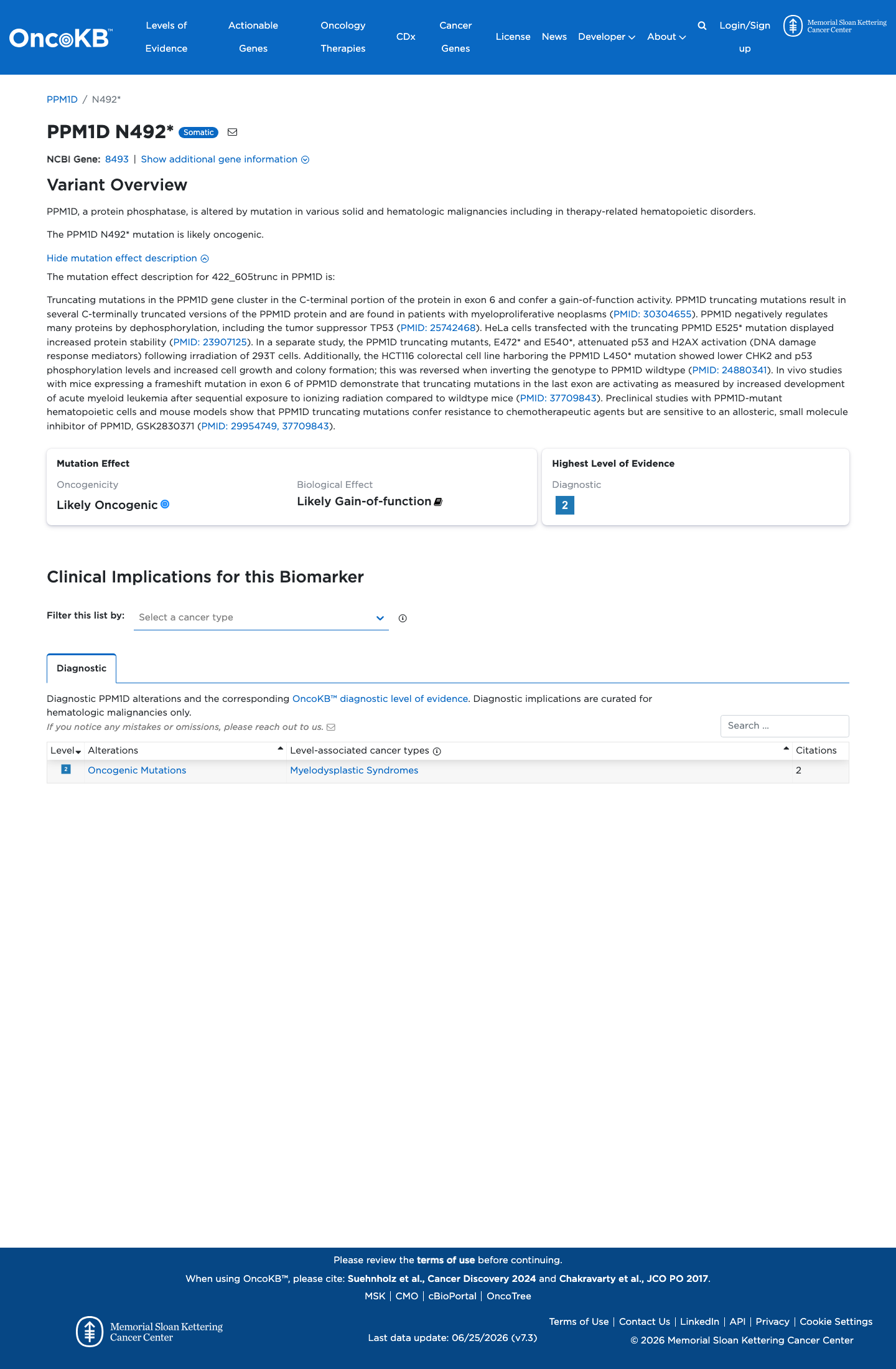 Functional / OncoKB screenshot