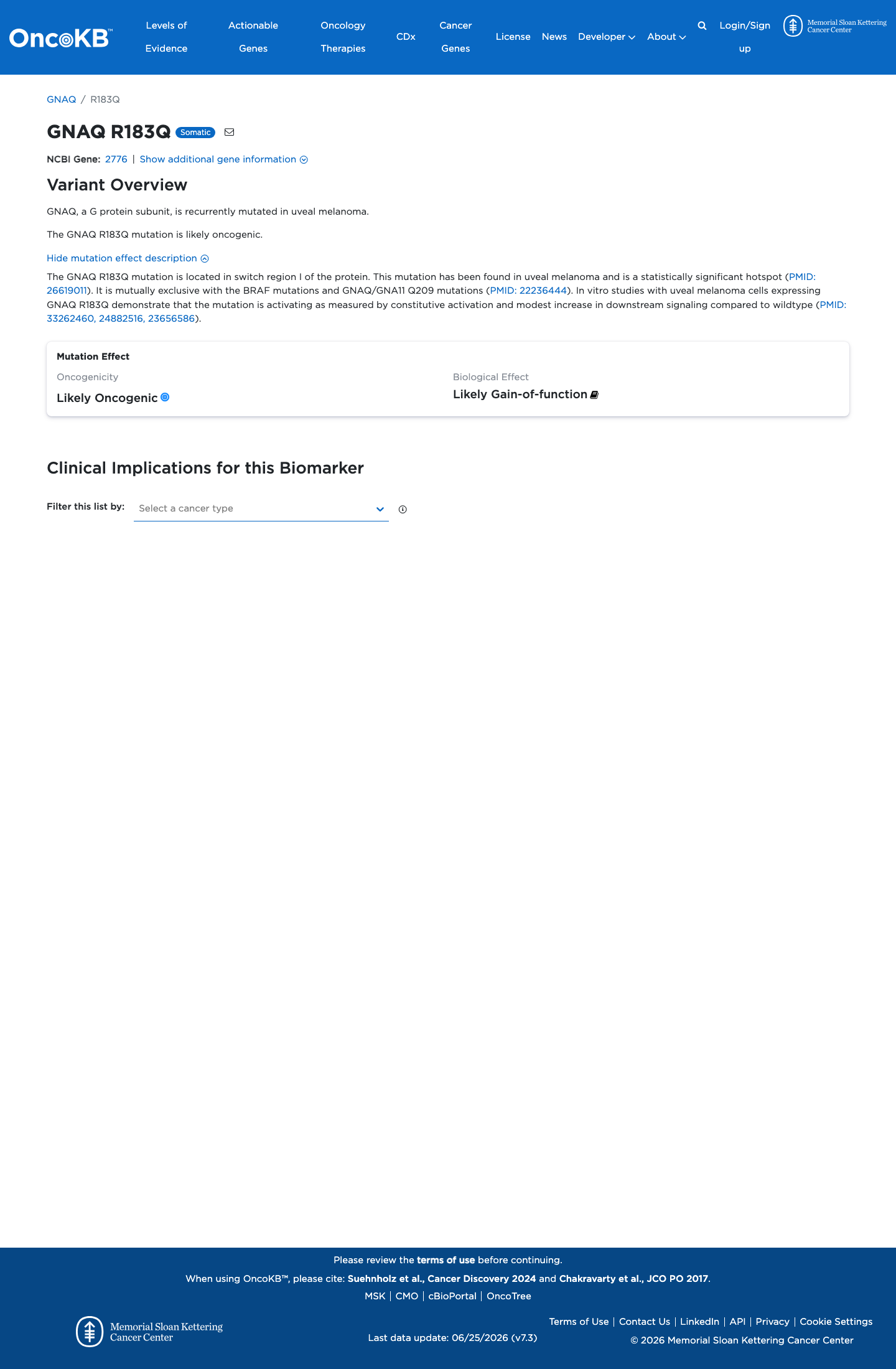 Functional / OncoKB screenshot