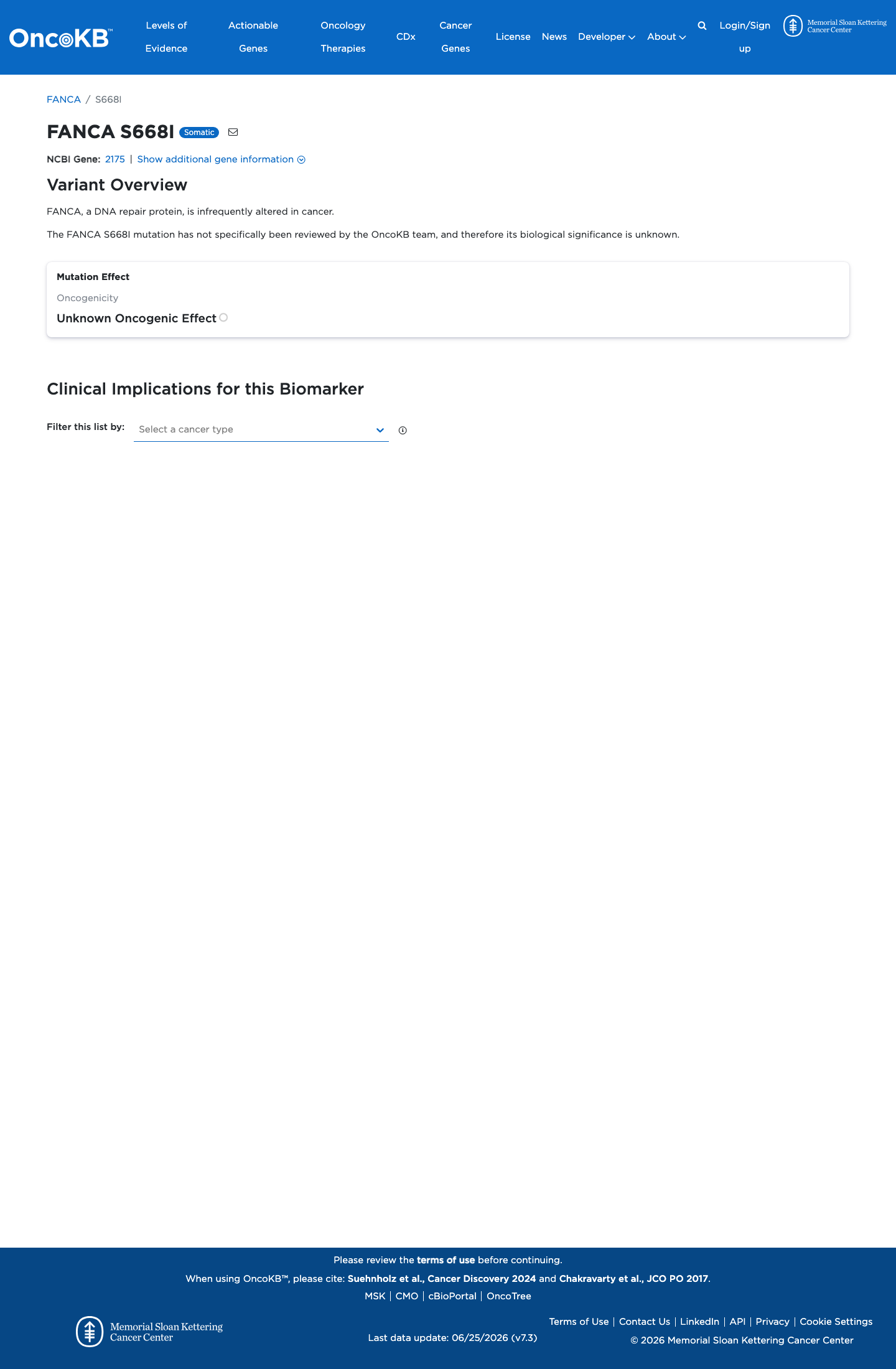 Functional / OncoKB screenshot