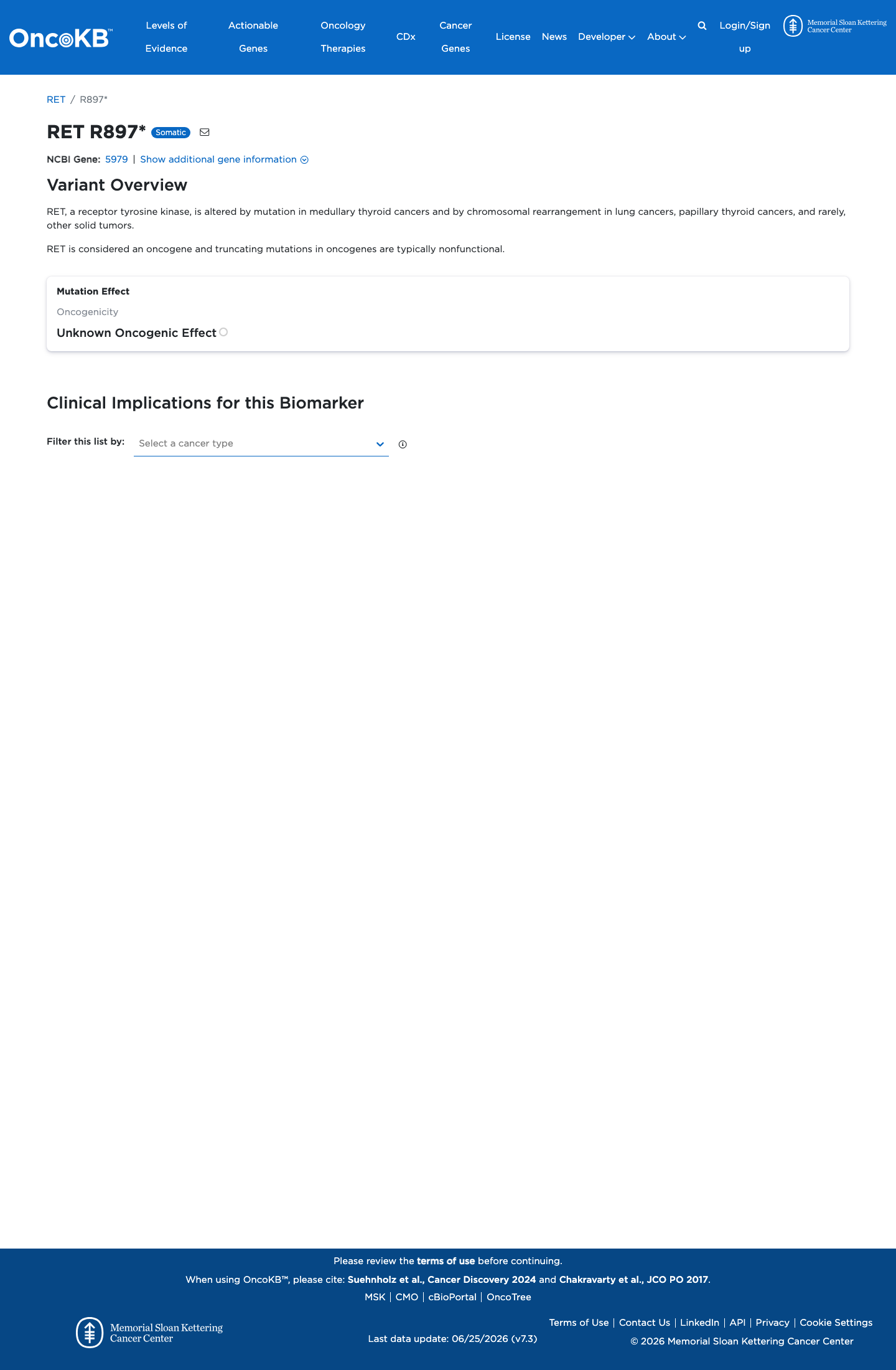 Functional / OncoKB screenshot