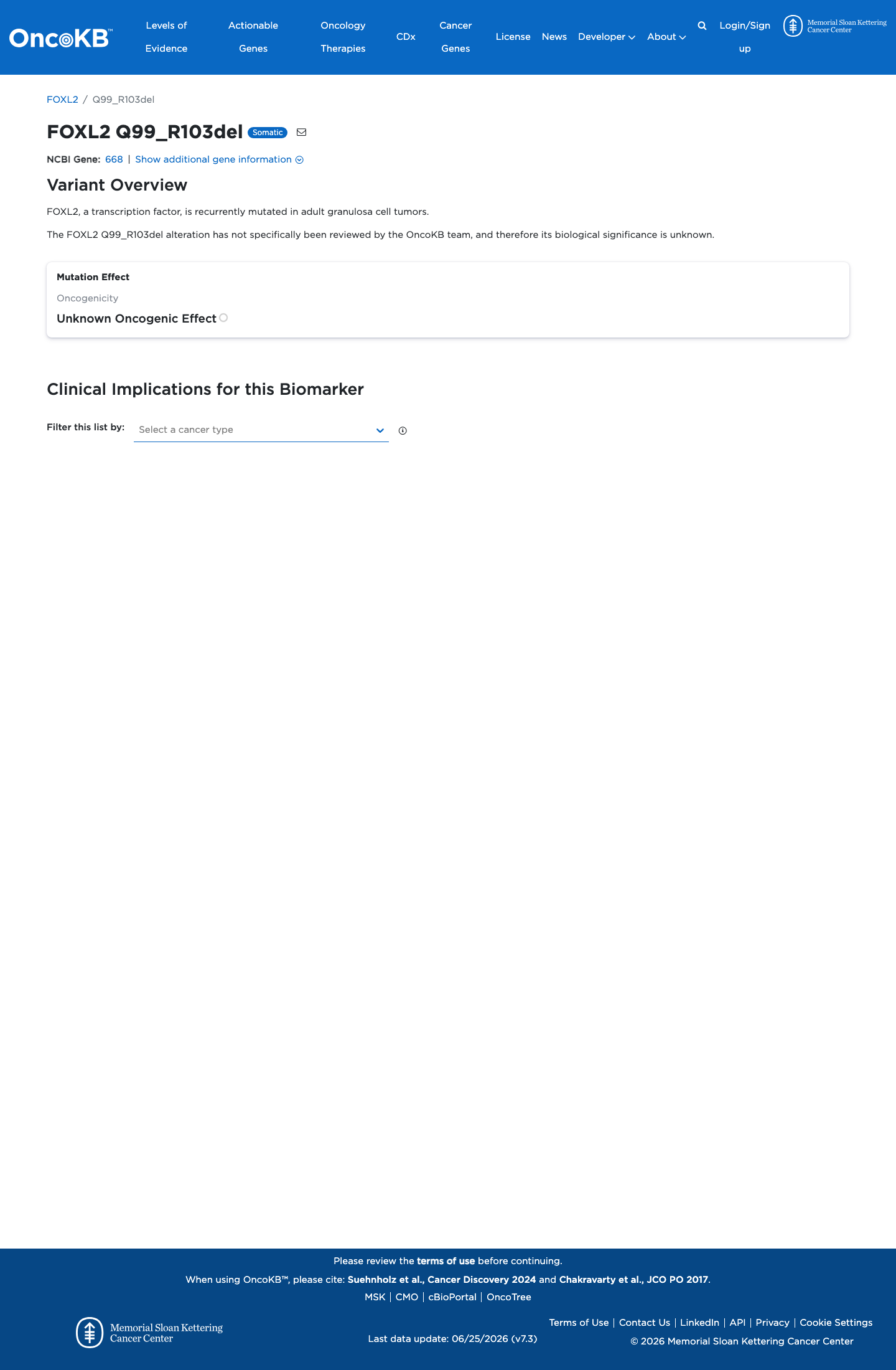 Functional / OncoKB screenshot