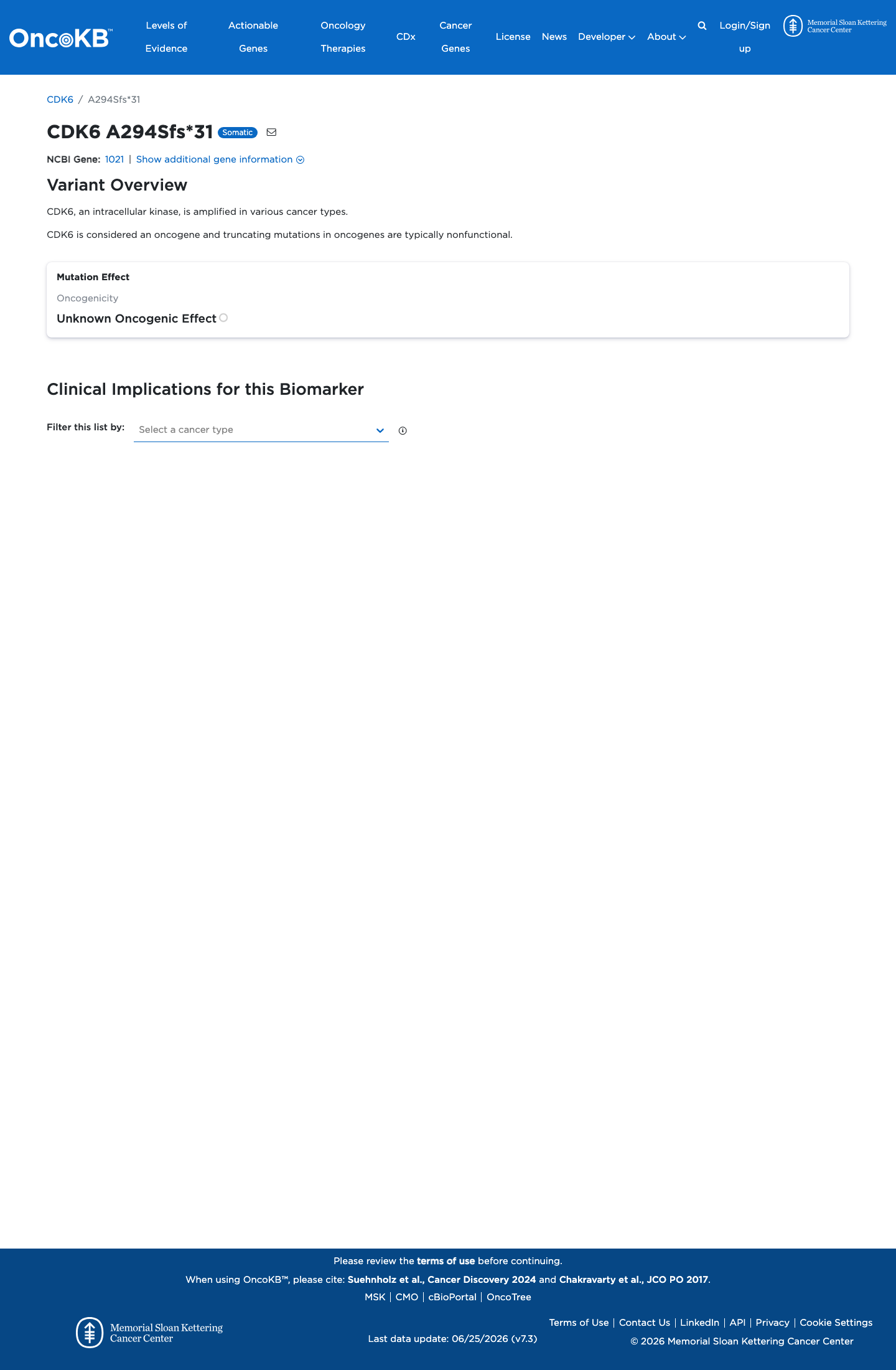Functional / OncoKB screenshot
