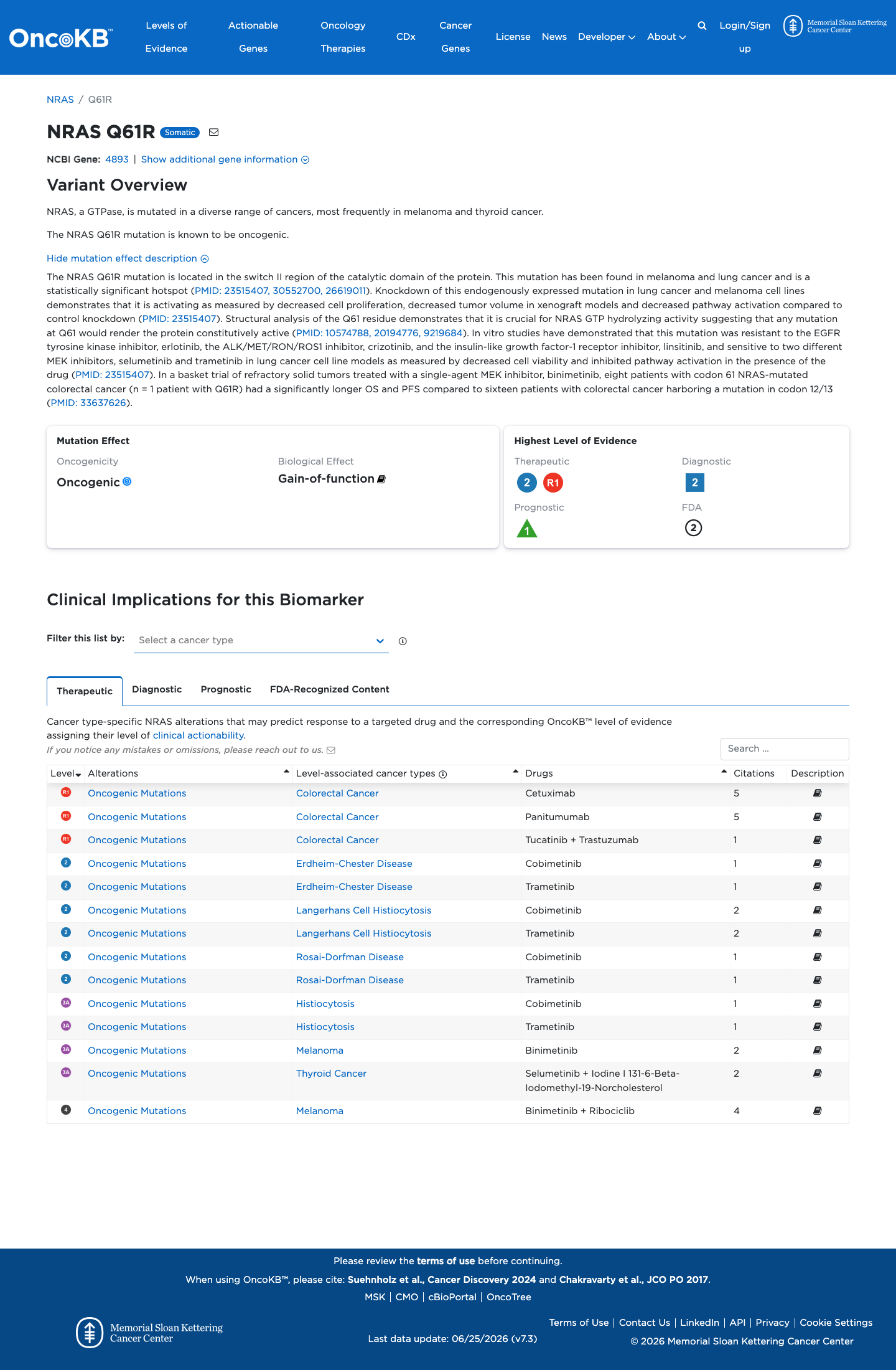 Functional / OncoKB screenshot