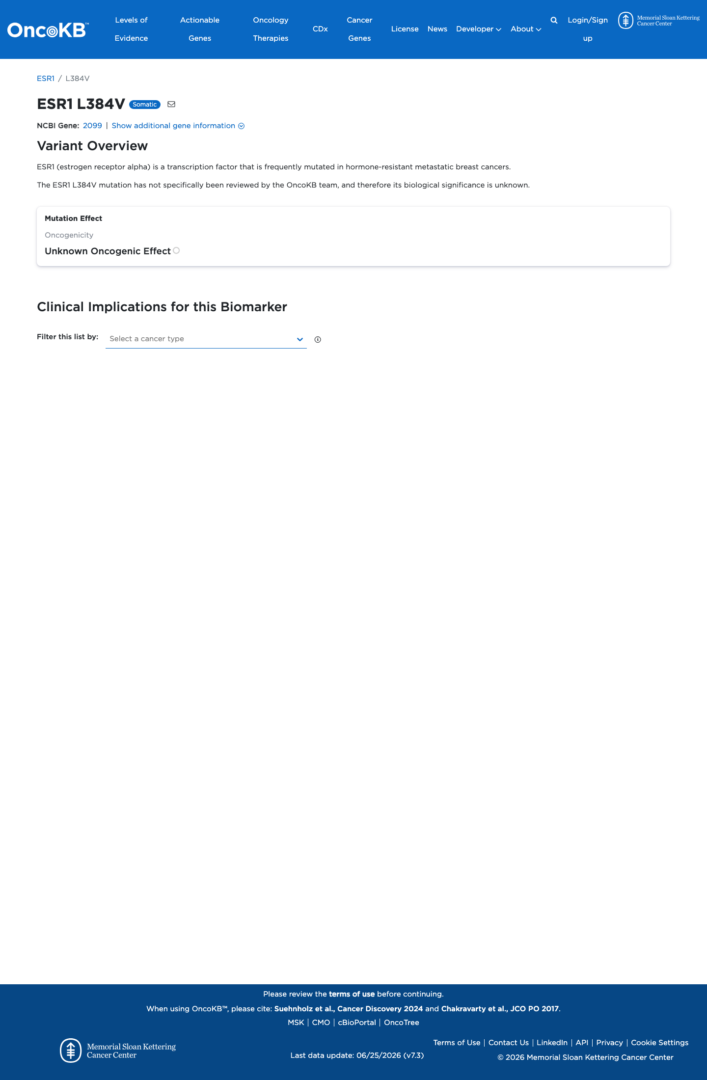 Functional / OncoKB screenshot