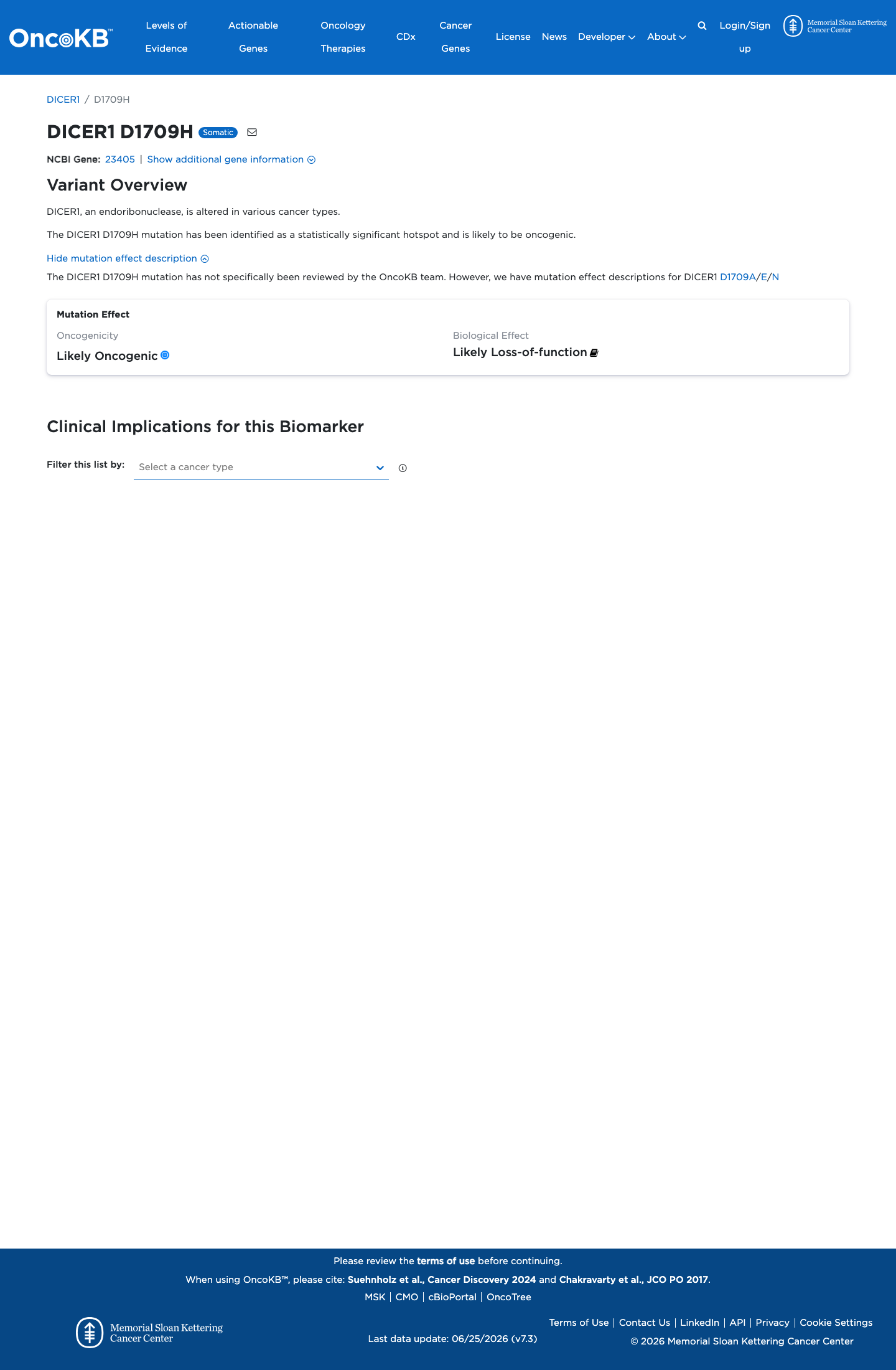 Functional / OncoKB screenshot