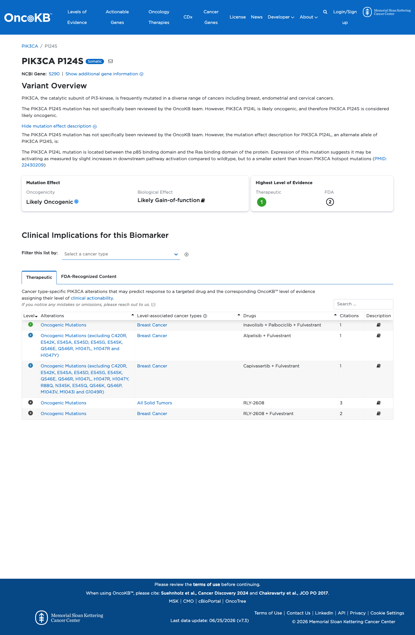 Functional / OncoKB screenshot