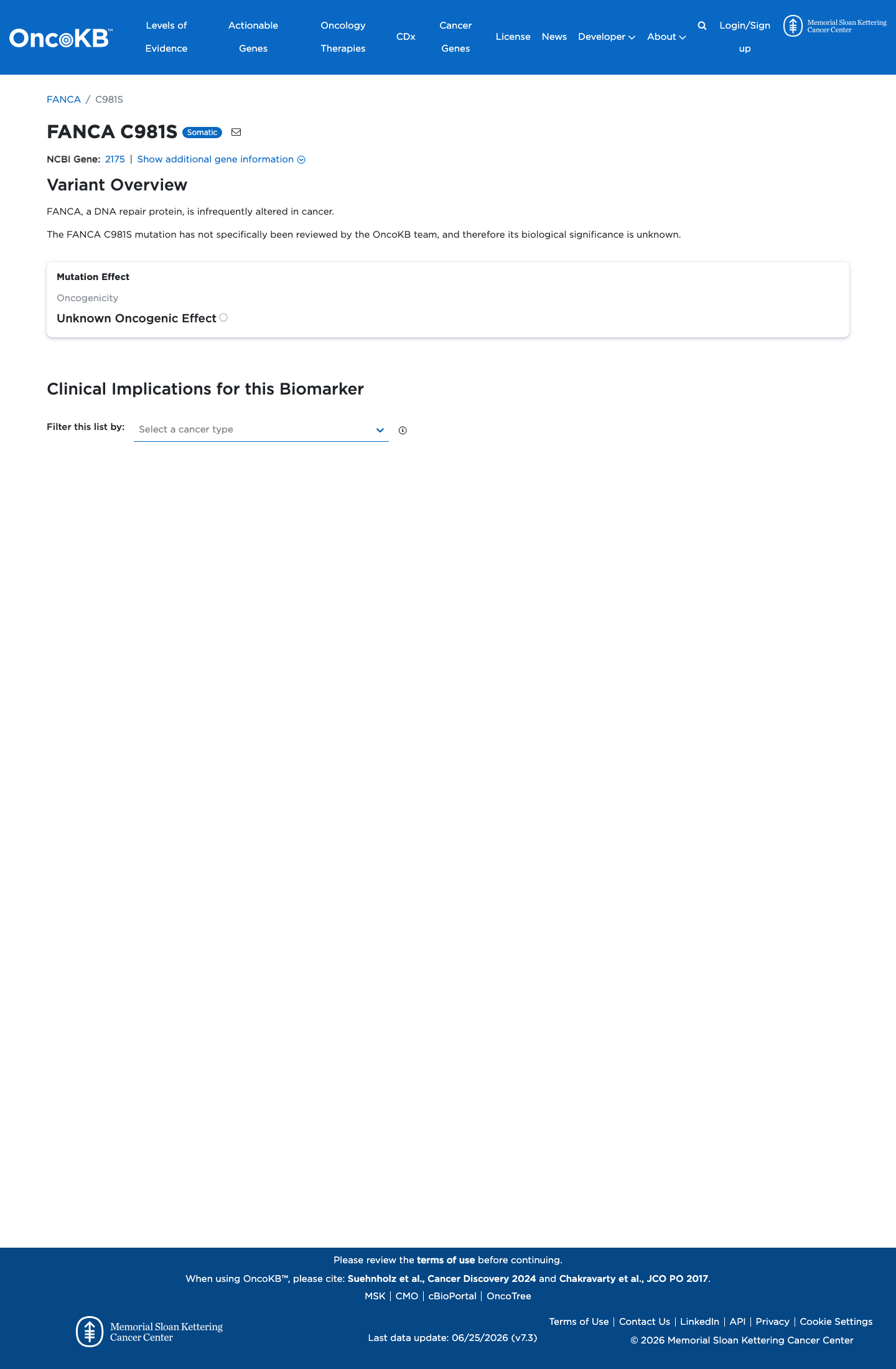 Functional / OncoKB screenshot