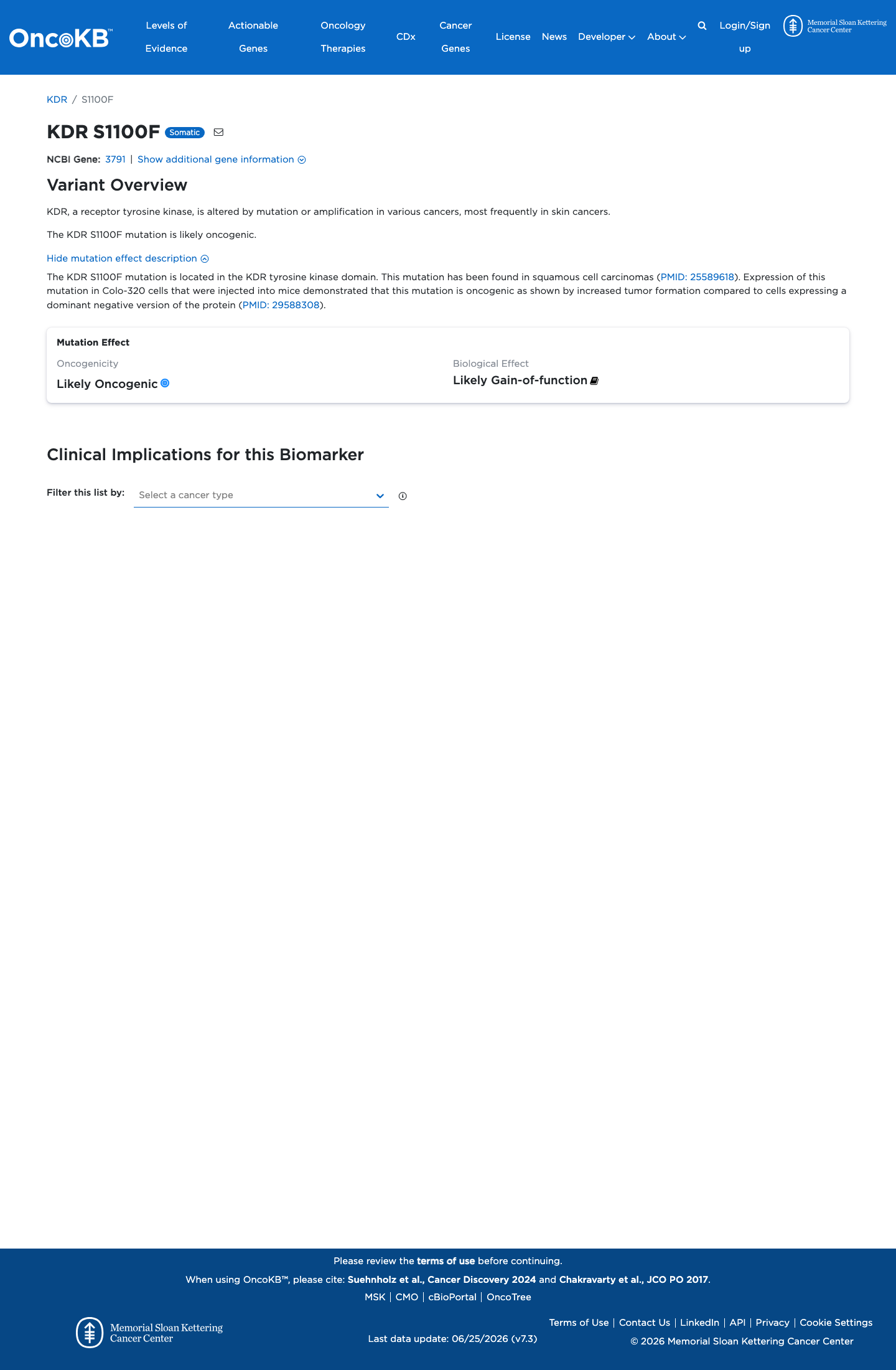 Functional / OncoKB screenshot
