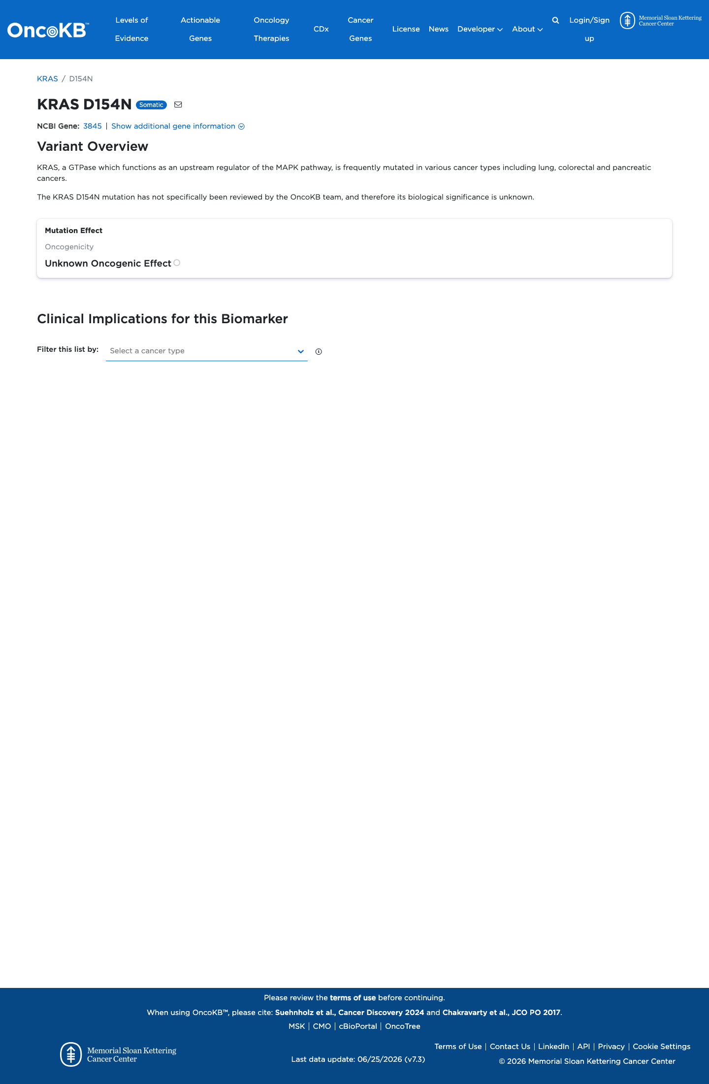 Functional / OncoKB screenshot