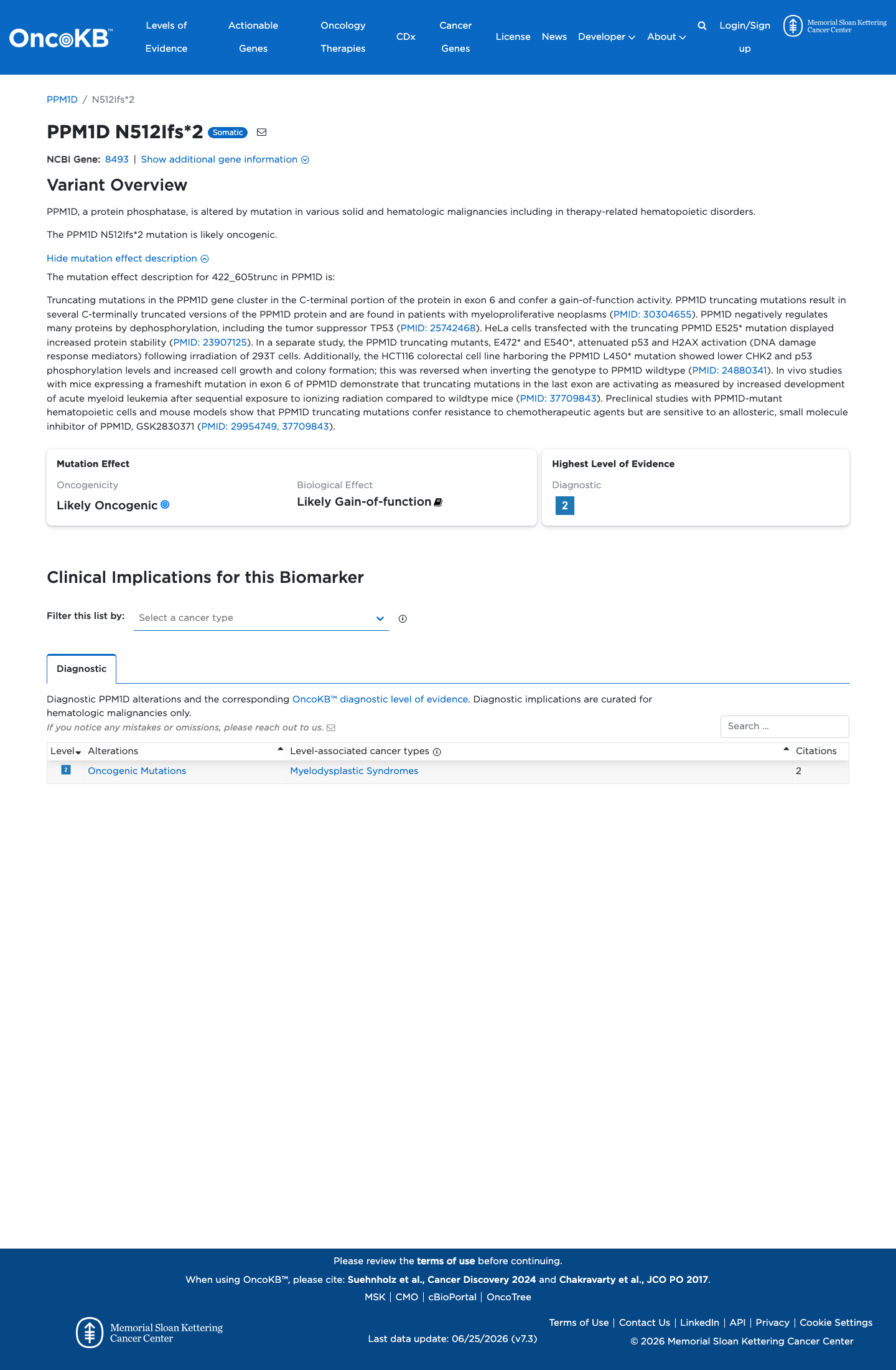 Functional / OncoKB screenshot
