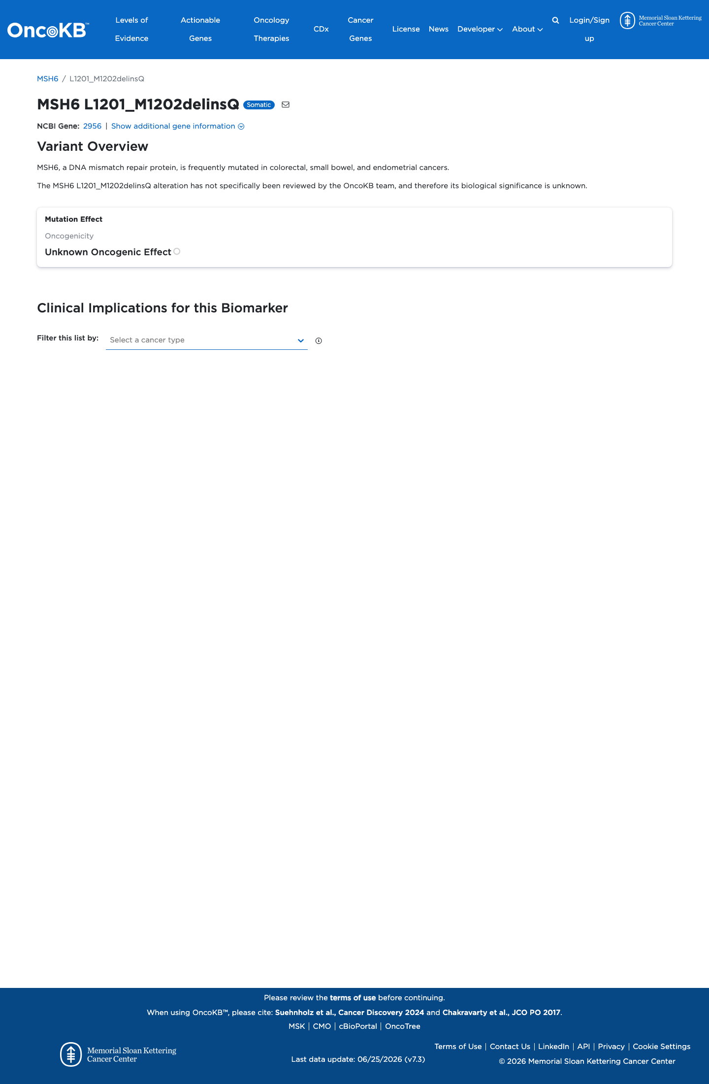 Functional / OncoKB screenshot