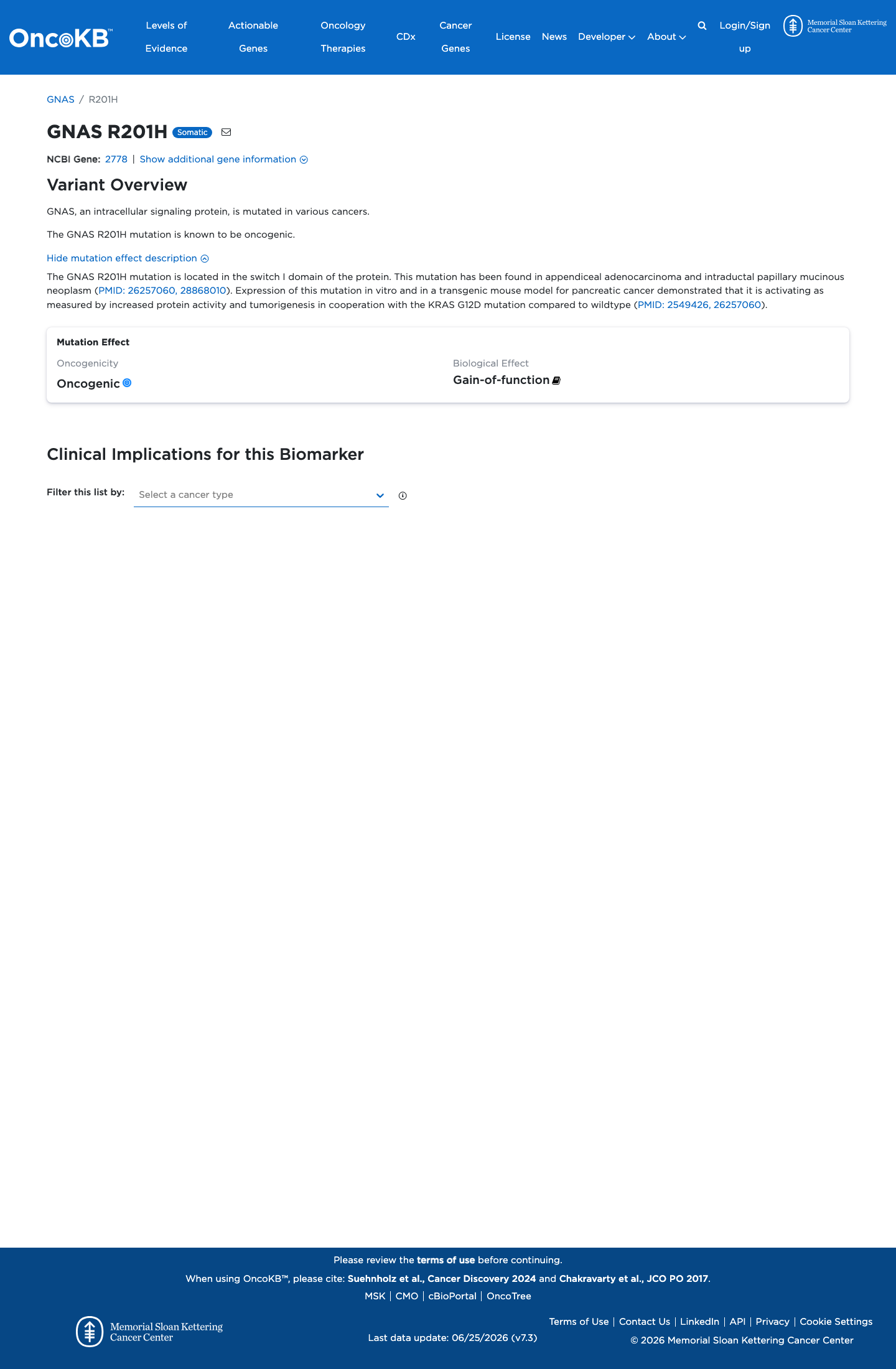 Functional / OncoKB screenshot