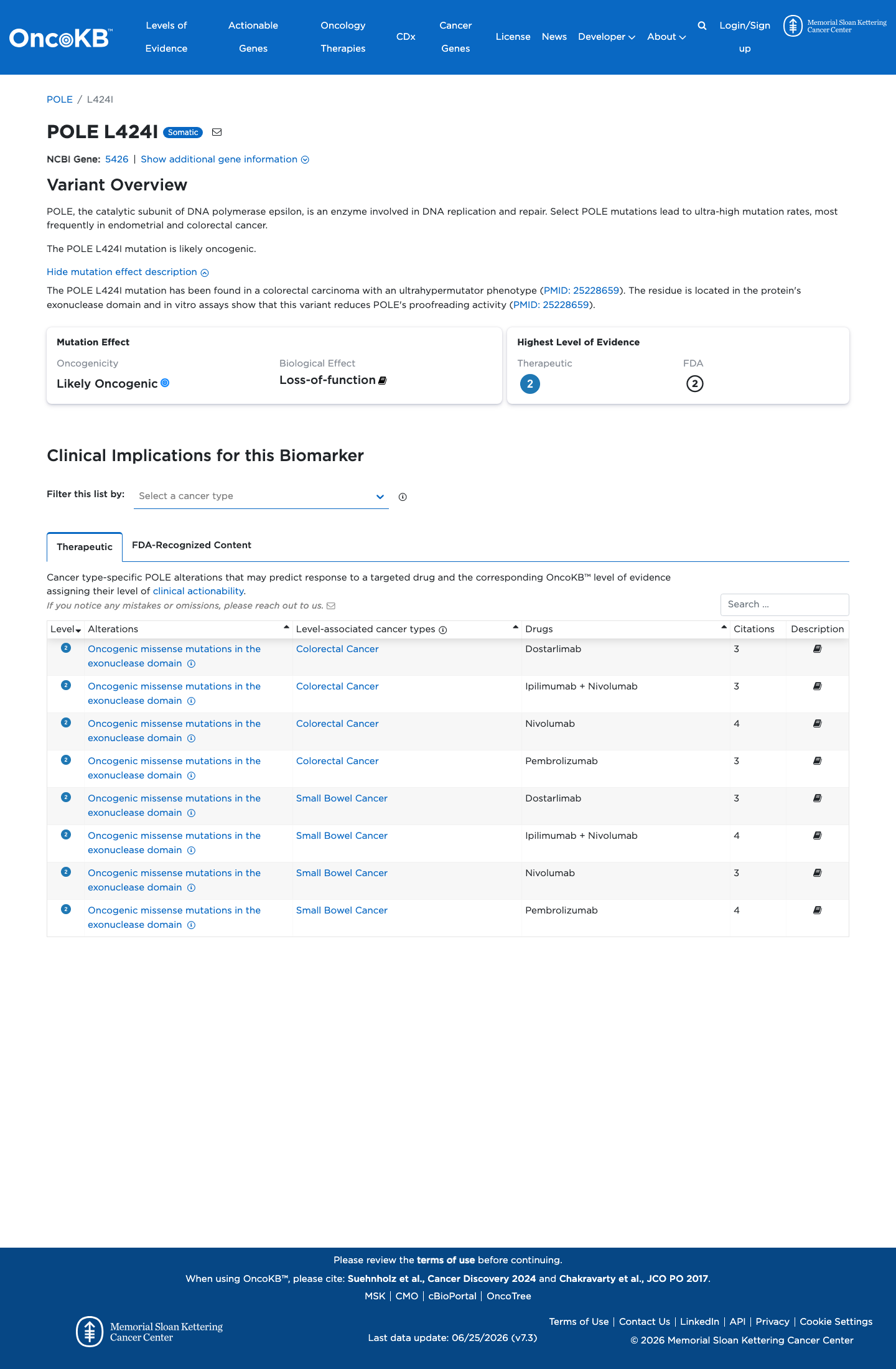 Functional / OncoKB screenshot