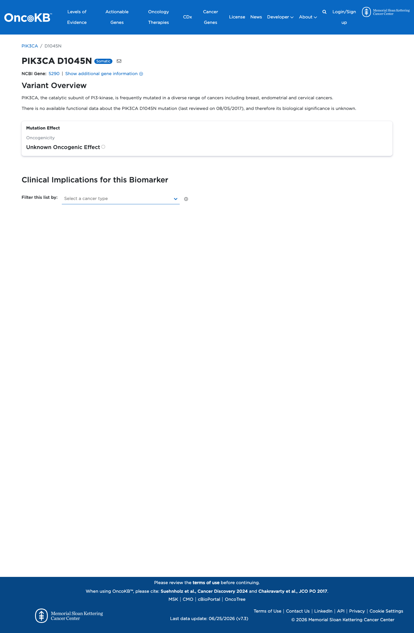 Functional / OncoKB screenshot