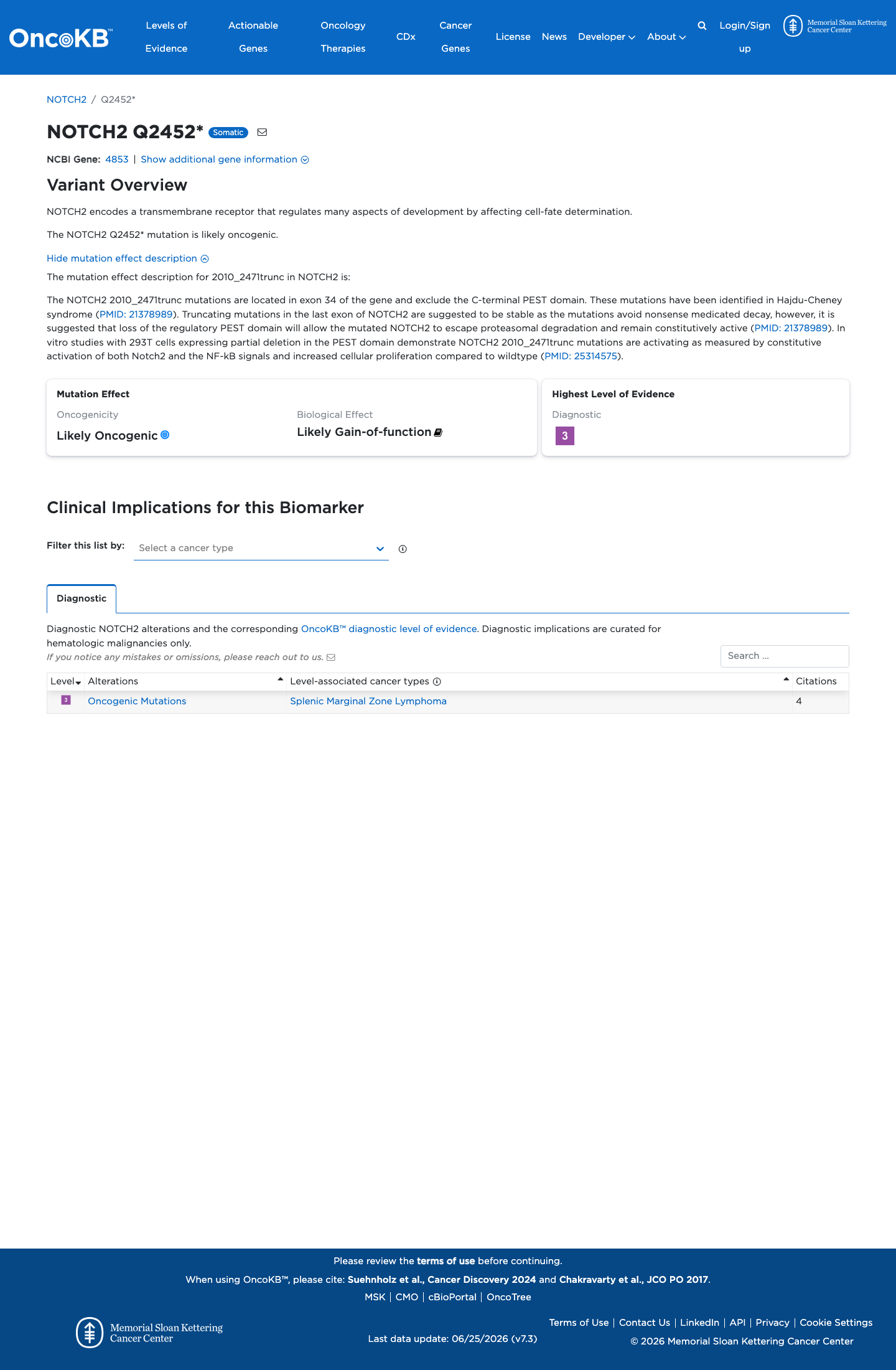 Functional / OncoKB screenshot
