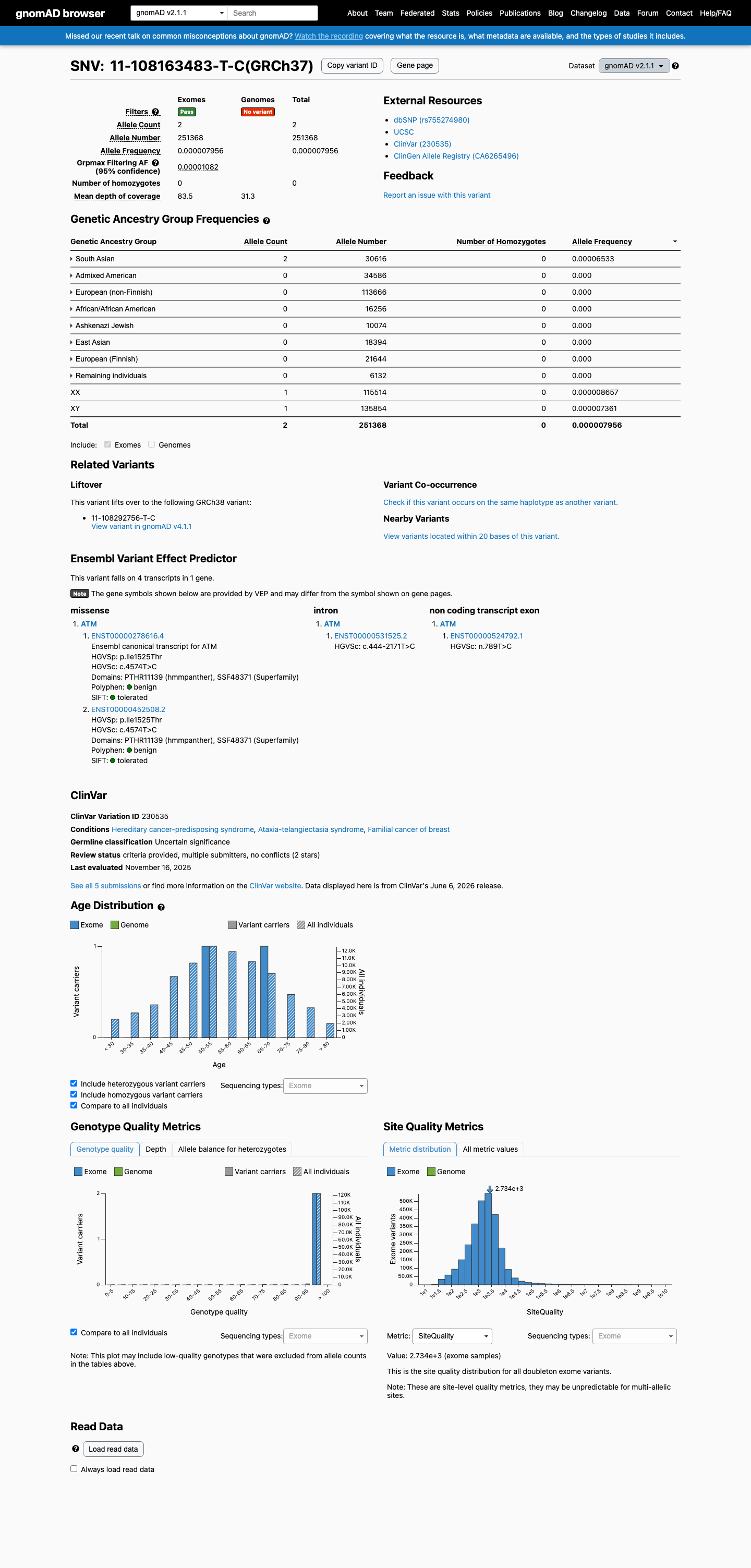 gnomAD v2.1 screenshot