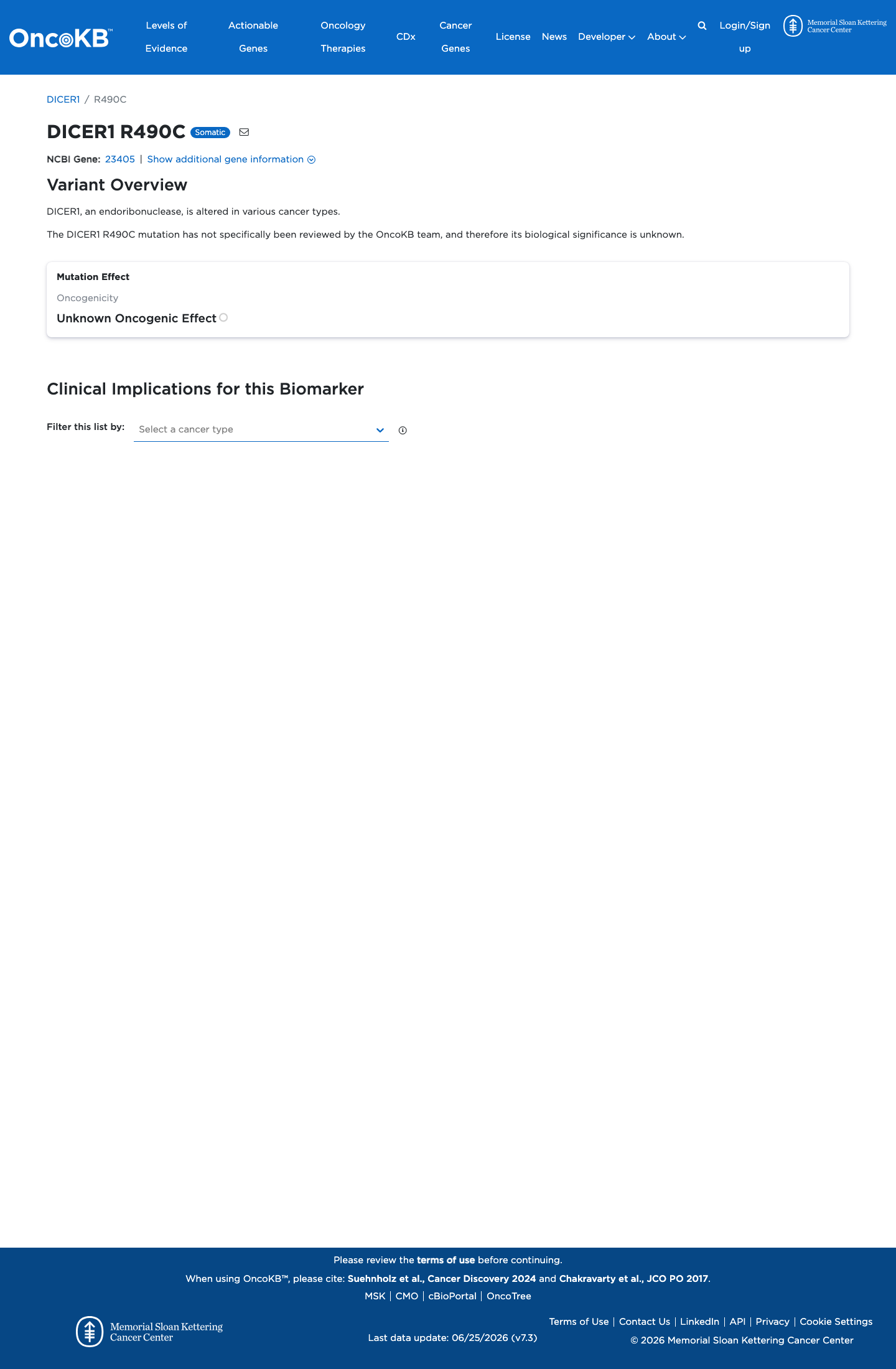 Functional / OncoKB screenshot