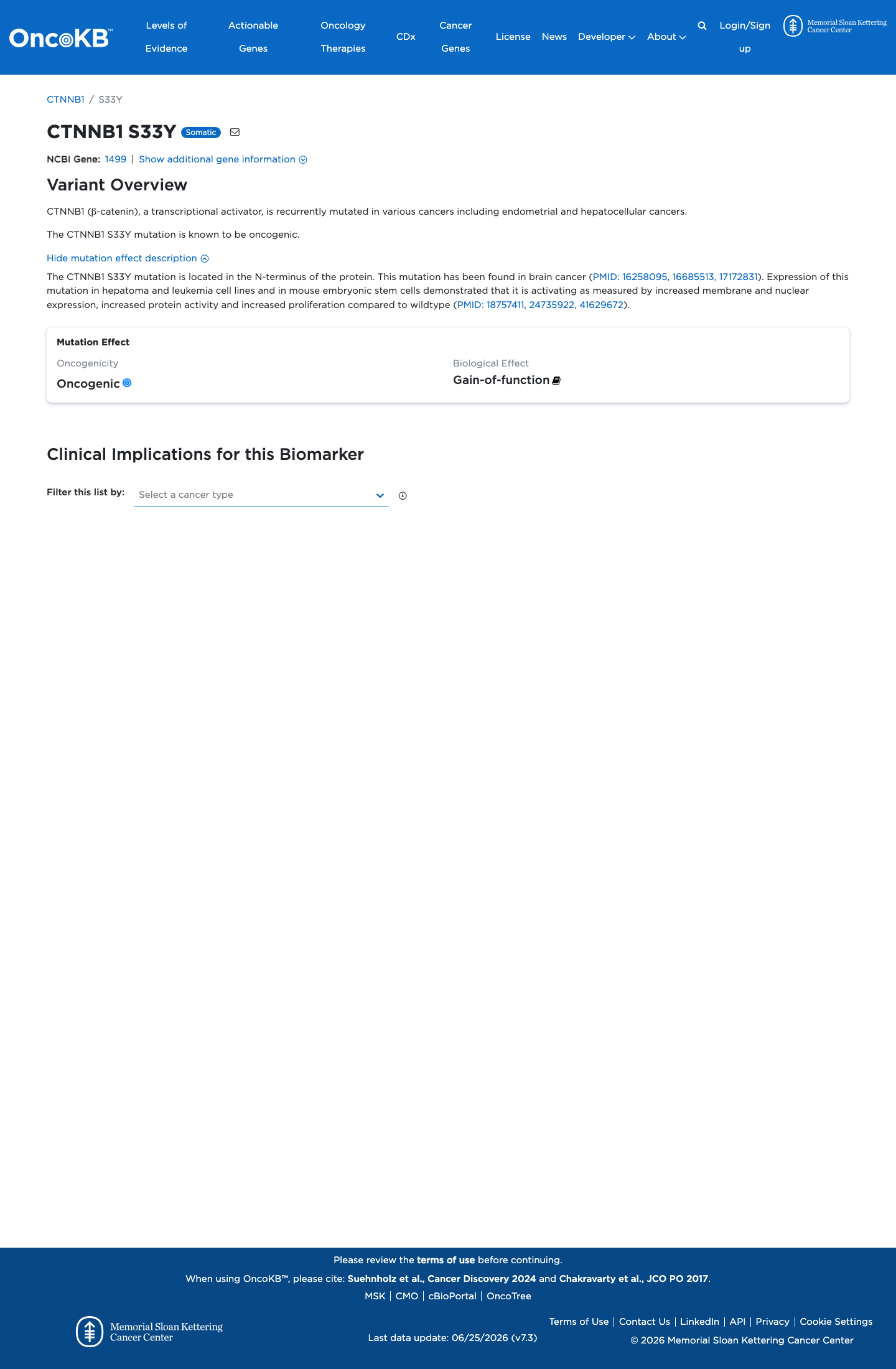 Functional / OncoKB screenshot