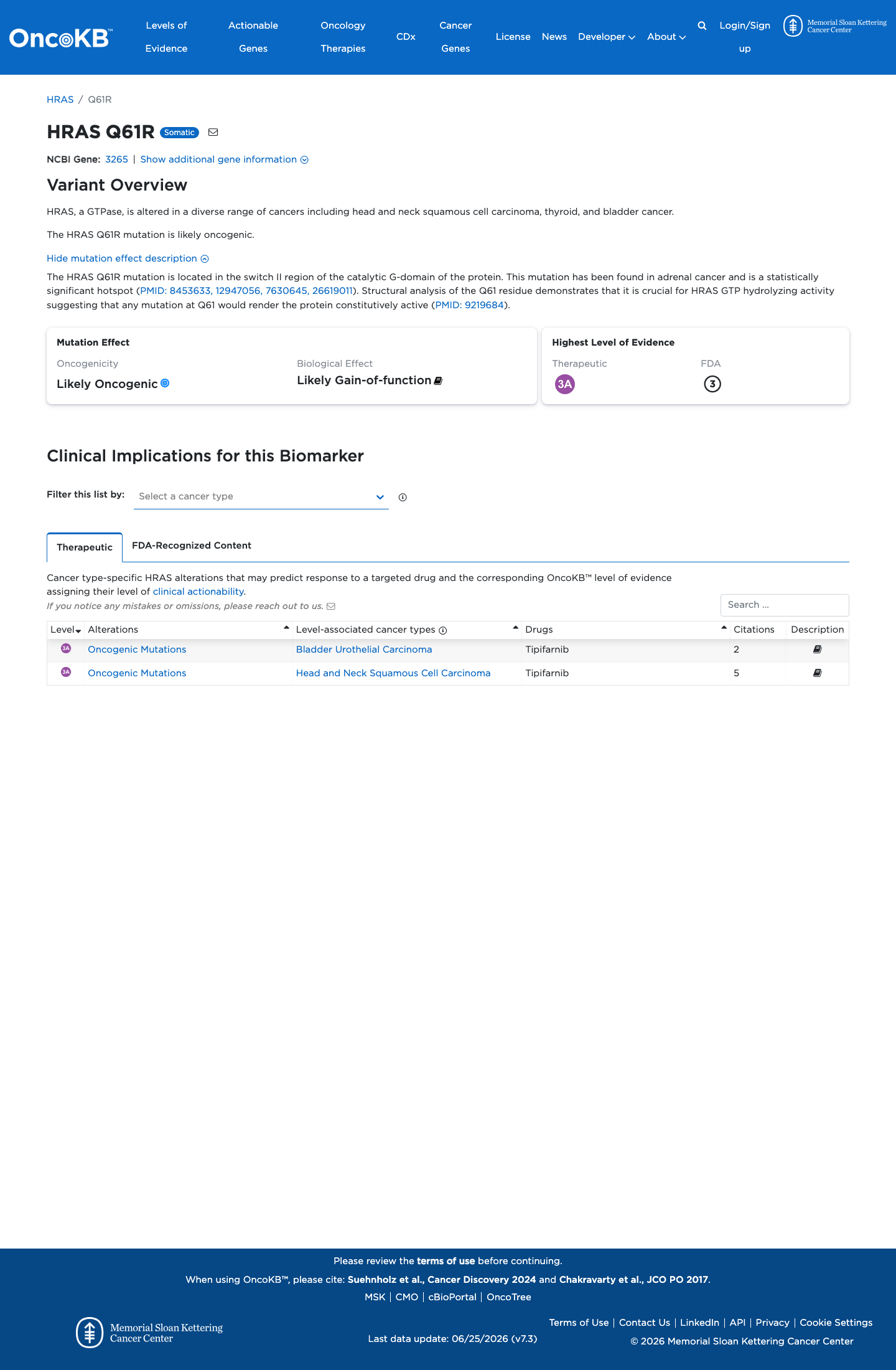 Functional / OncoKB screenshot
