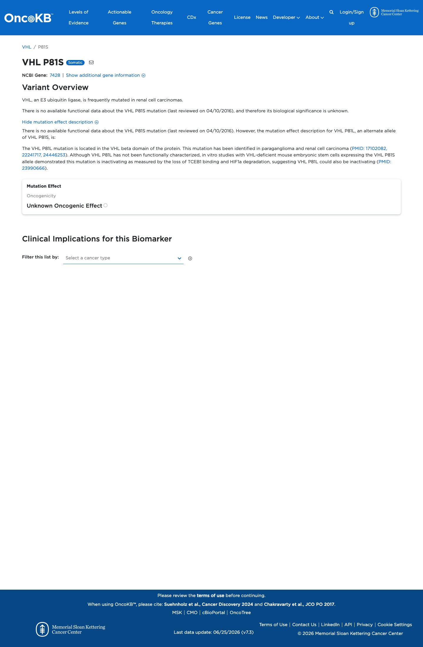 Functional / OncoKB screenshot