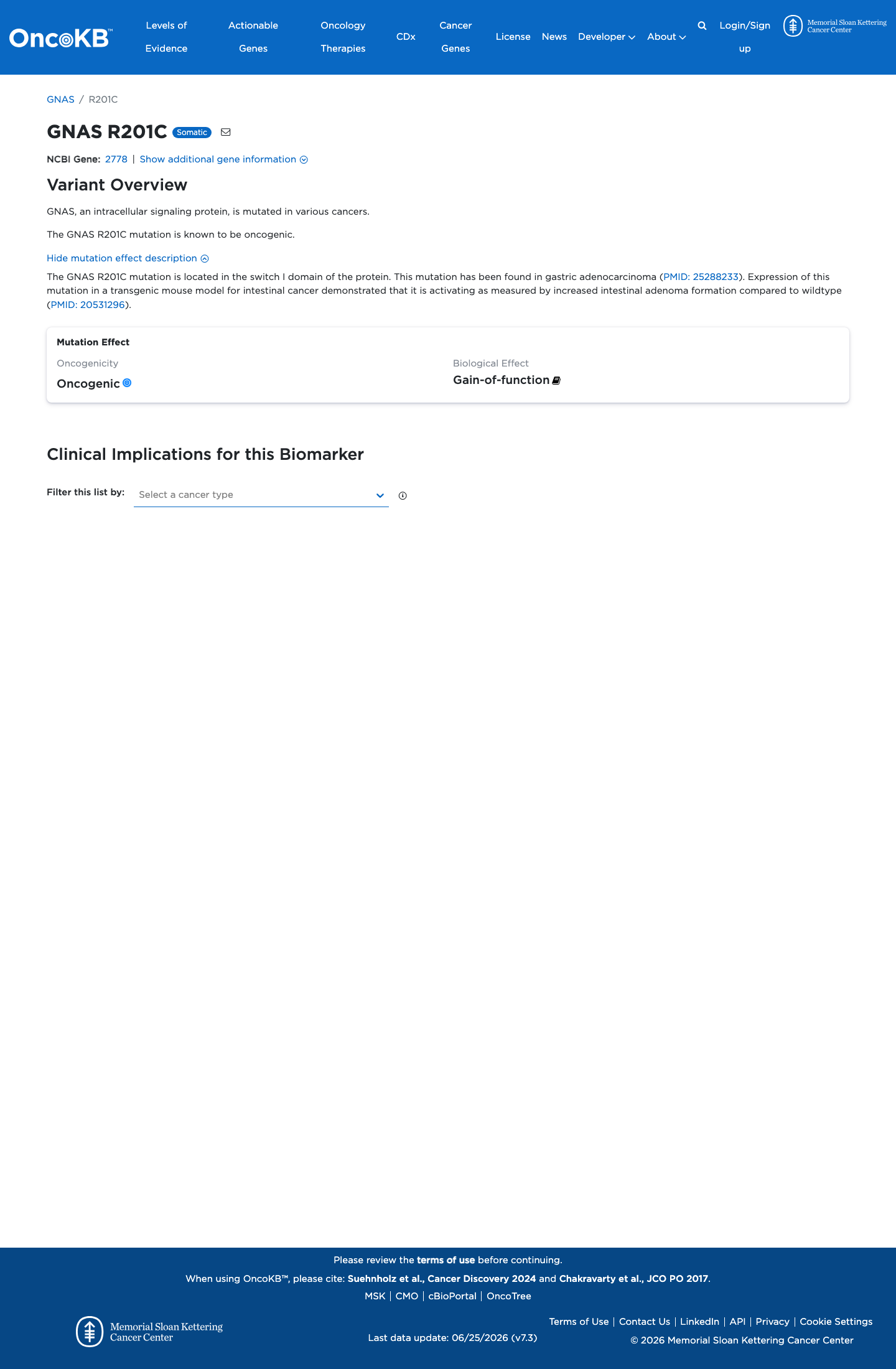 Functional / OncoKB screenshot