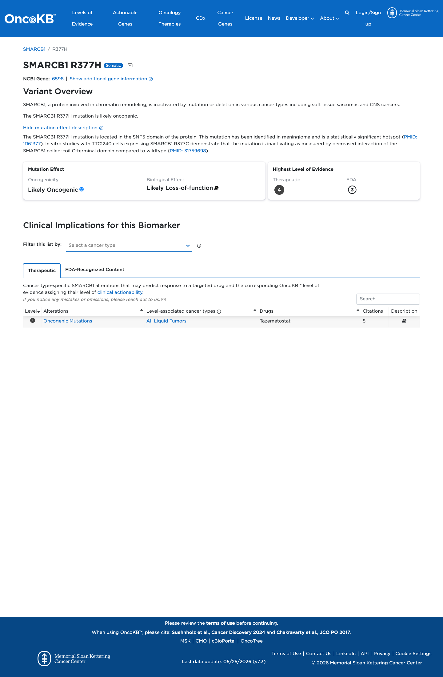 Functional / OncoKB screenshot