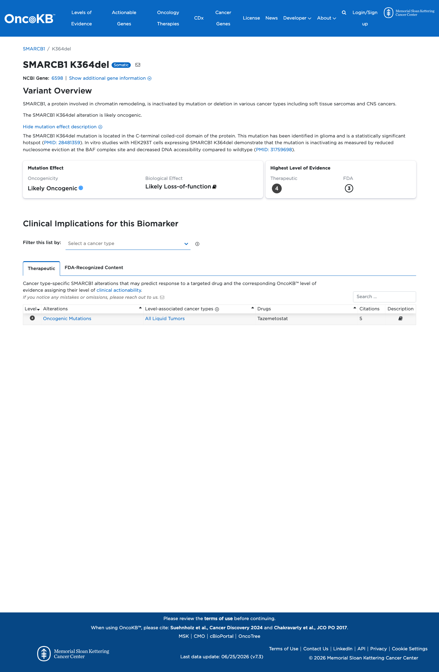 Functional / OncoKB screenshot
