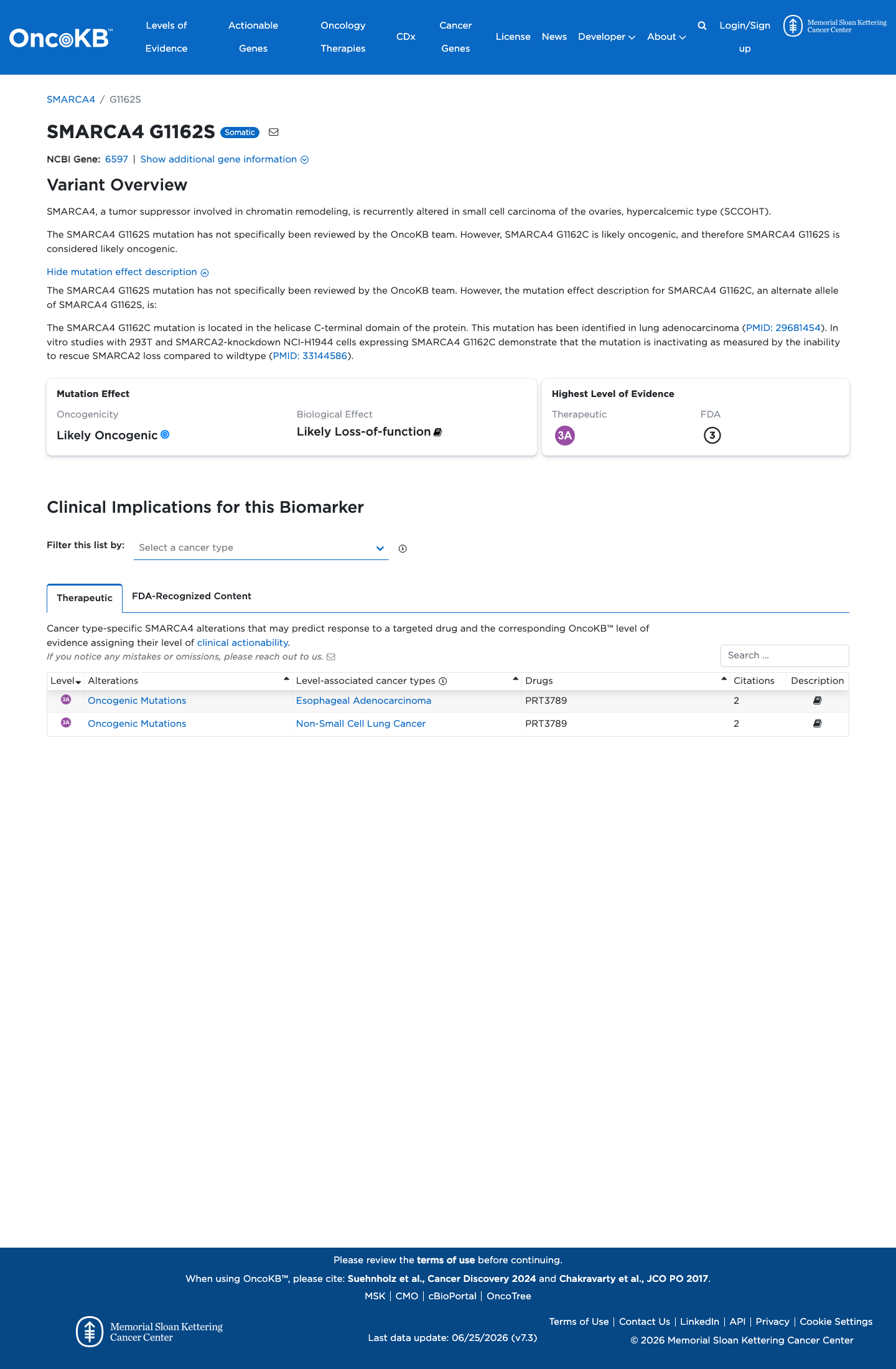 Functional / OncoKB screenshot